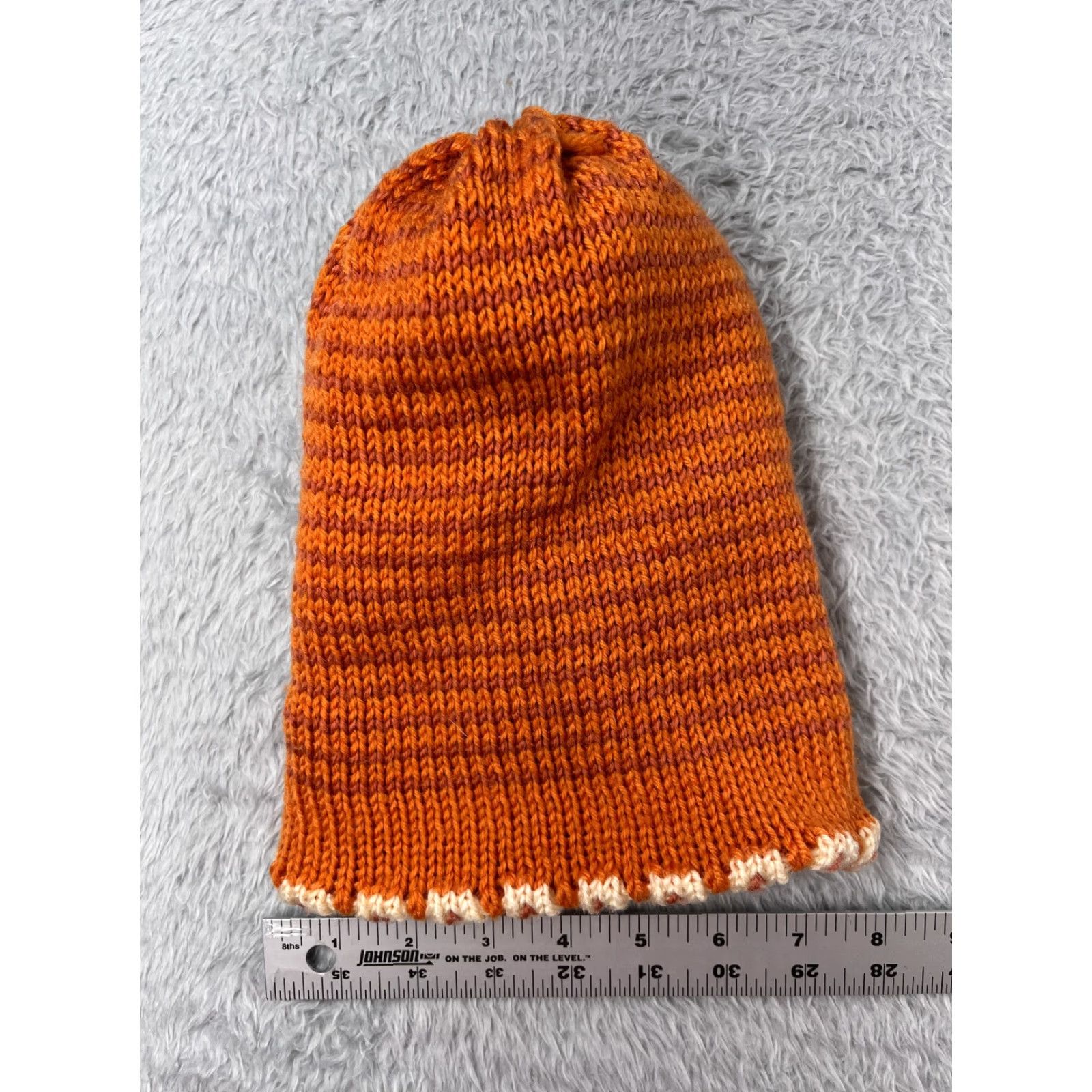 Vintage Handmade Beanie Toque Womens One Size Orange Crochet Knit Acrylic Flower Top - Hat - Women - Beanie - Orange - Crochet - Acrylic Knit - One Size Size ONE SIZE - 6 Thumbnail