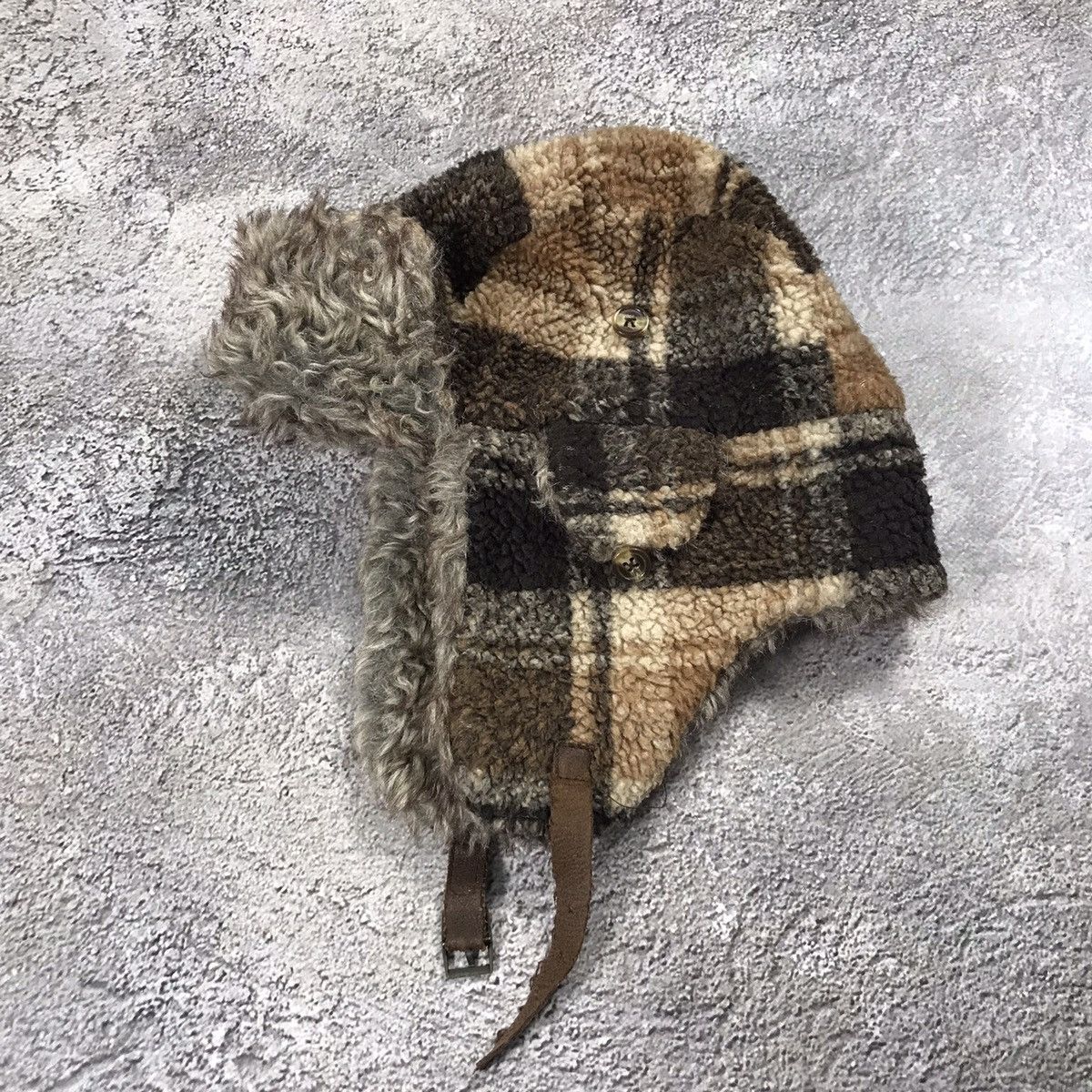 Vintage Vintage 90s Plaid Mohair Beanie Ear Flaps Grunge Relaxed OS Size ONE SIZE - 1 Thumbnail