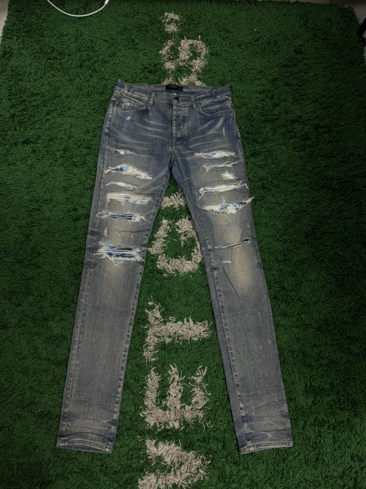 Amiri Amiri Thrasher Jeans Aqua Patch 32 | Grailed