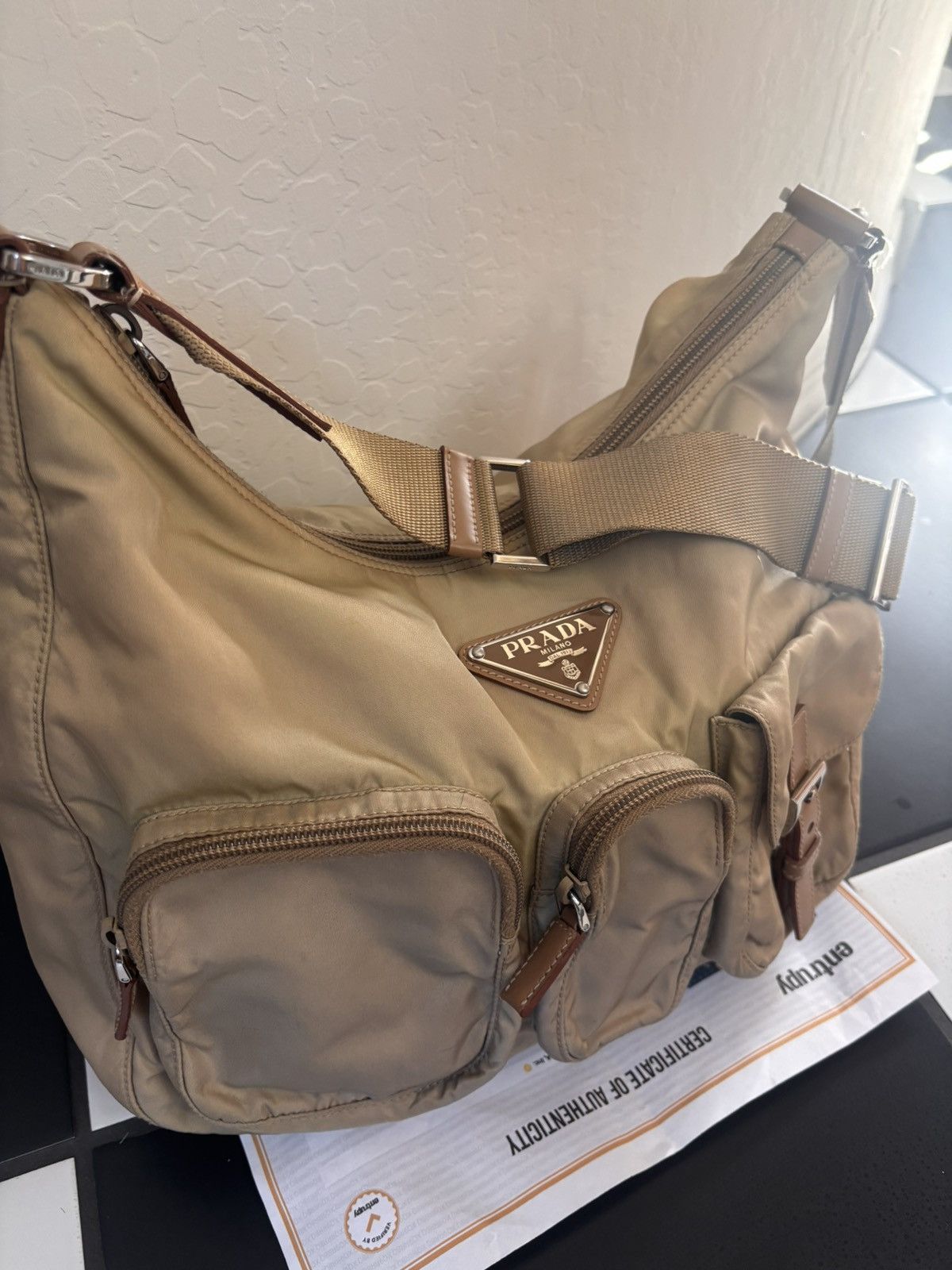 Prada PRADA beige nylon shoulder bag Size ONE SIZE - 2 Thumbnail