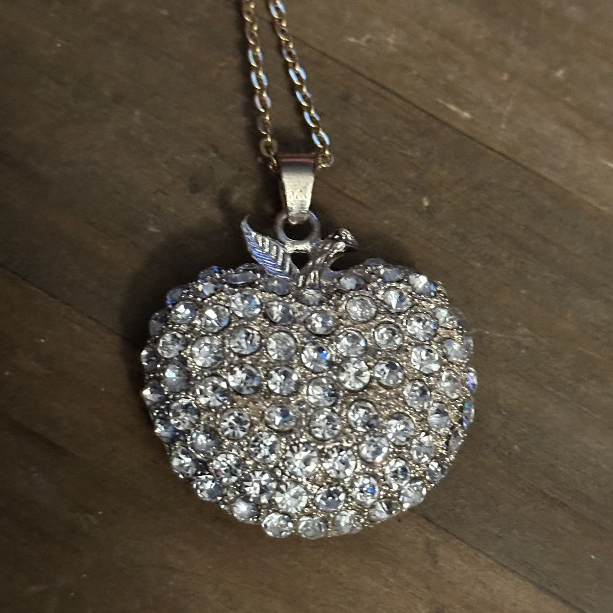 Other Large paved rhinestone puffed apple pendant necklace Size ONE SIZE - 4 Thumbnail