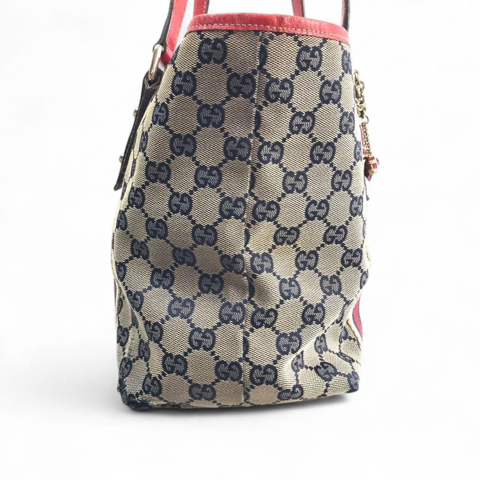 Gucci - Supreme Canvas Tote Bag Red Leather Trim