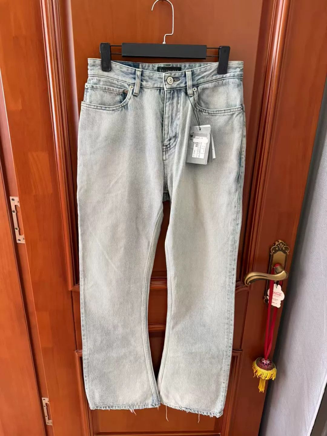 balenciaga distressed hem denim pants size M