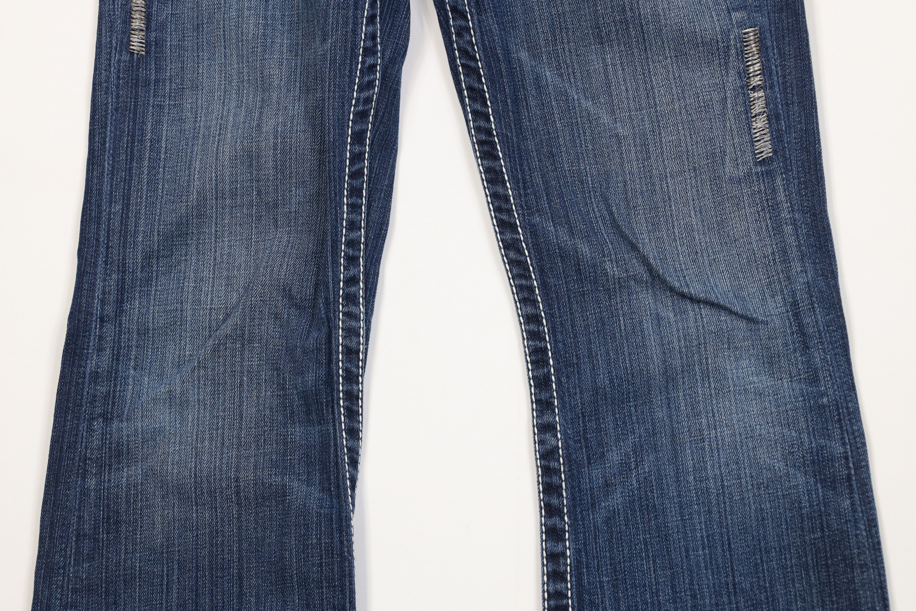 Vintage Buckle BKE Stretch Thick Stitch Flared Bootcut Jeans Blue Size 25" / US 0 / IT 36 - 3 Thumbnail