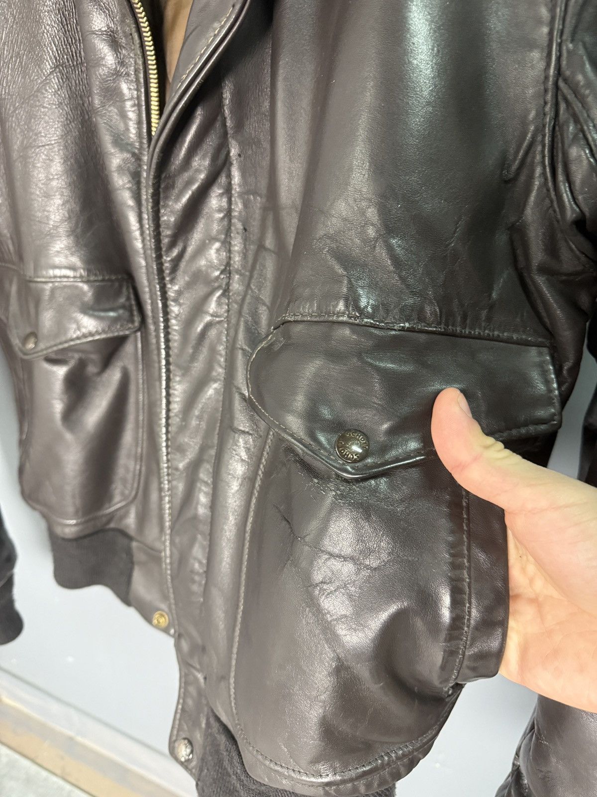 Schott 70-x Schott Distressed Leather Jacket Bomber Brown Aviator Size US M / EU 48-50 / 2 - 7 Thumbnail