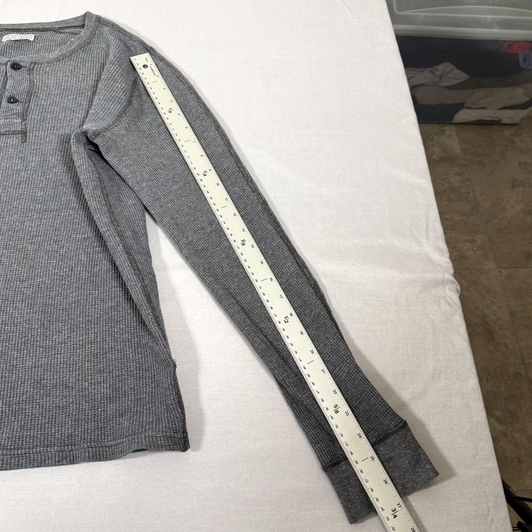 Wallace & Barnes Wallace & Barnes Shirt Mens M Gray Thermal Henley Long Sleeve Knit Cotton Size US M / EU 48-50 / 2 - 6 Thumbnail