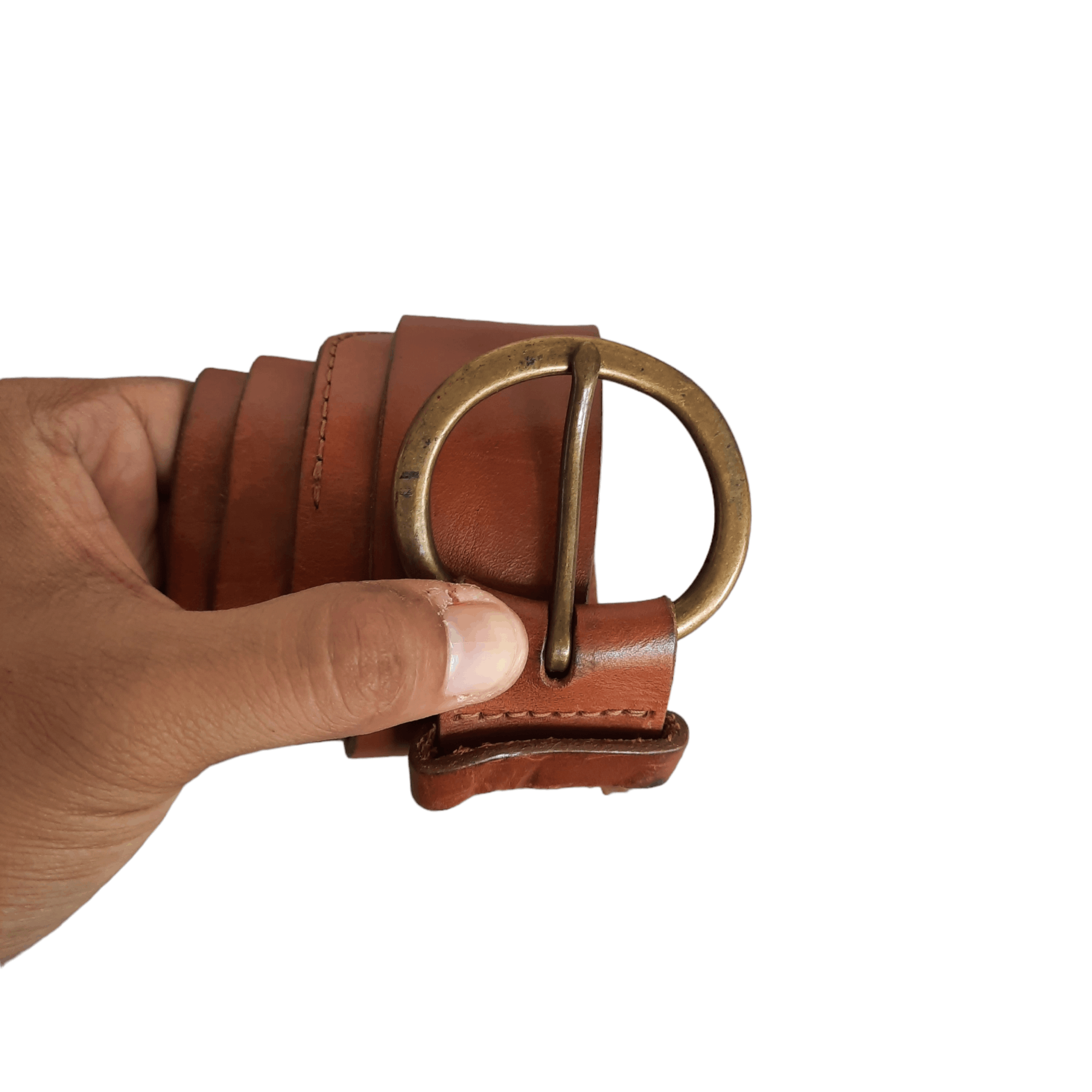image of 1969 Gap Jeans Solid Brass Leather Belt, Men's