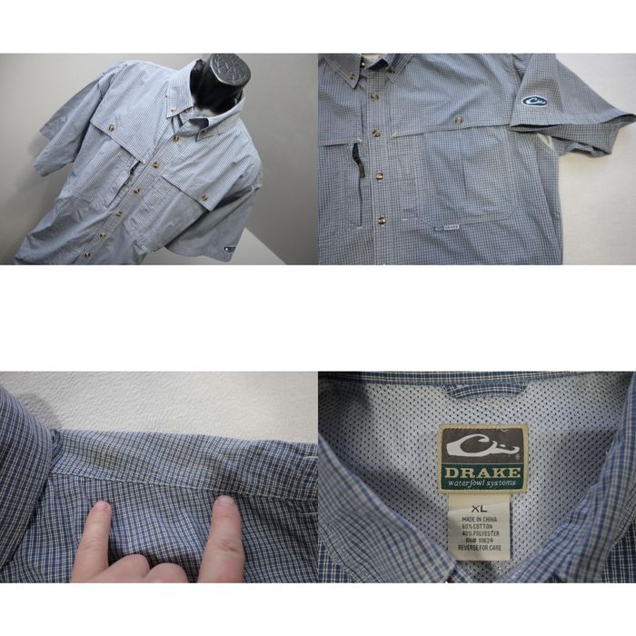 Vintage Drake Waterfowl Vented Fishing Shirt Plaid Short Sleeve Camping Mens  Size XL