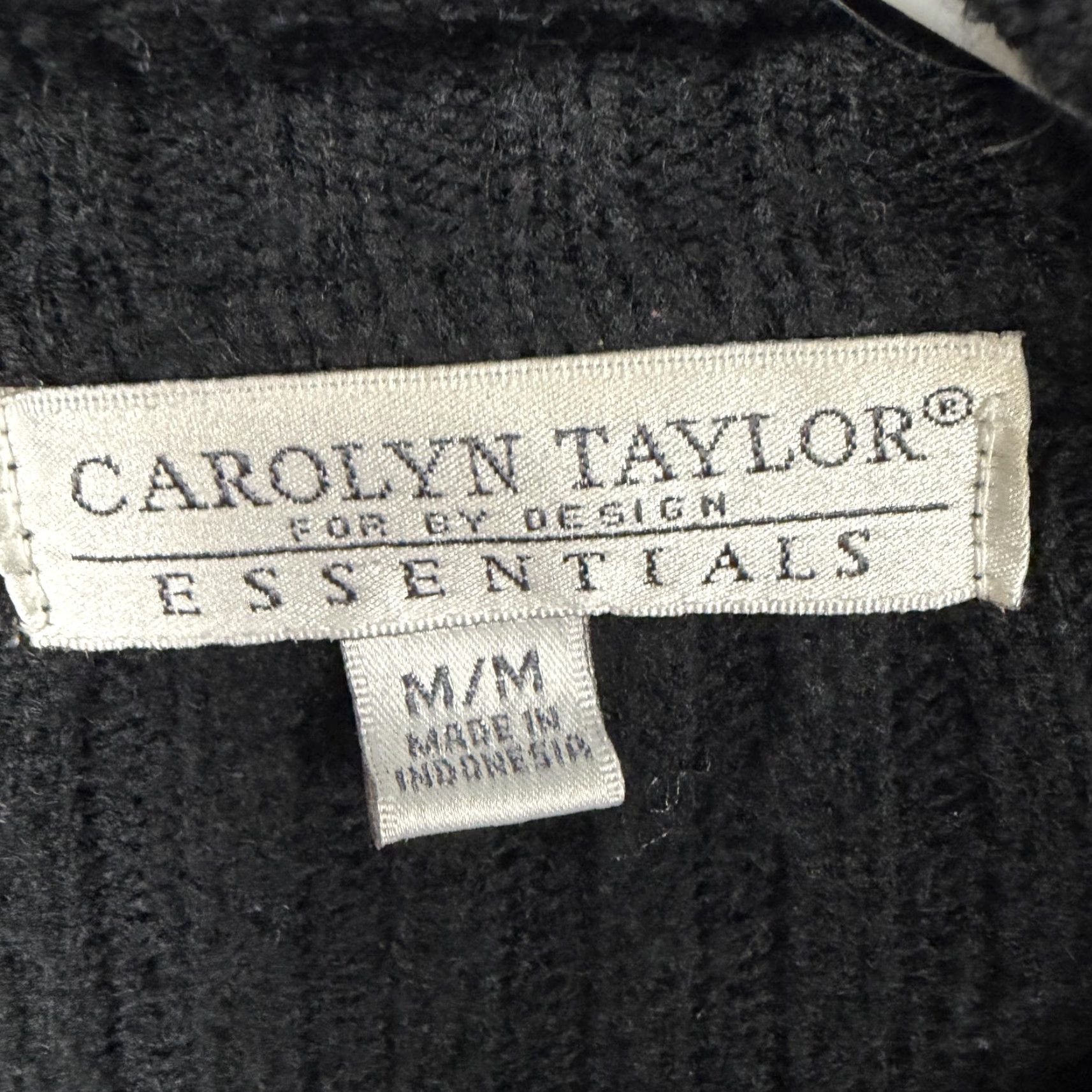 Vintage Carolyn Taylor Cardigan Sweater Womens M Black Ribbed Knit Open Front Collared Long Sleeve Classic Retro Knit Size M / US 6-8 / IT 42-44 - 4 Thumbnail