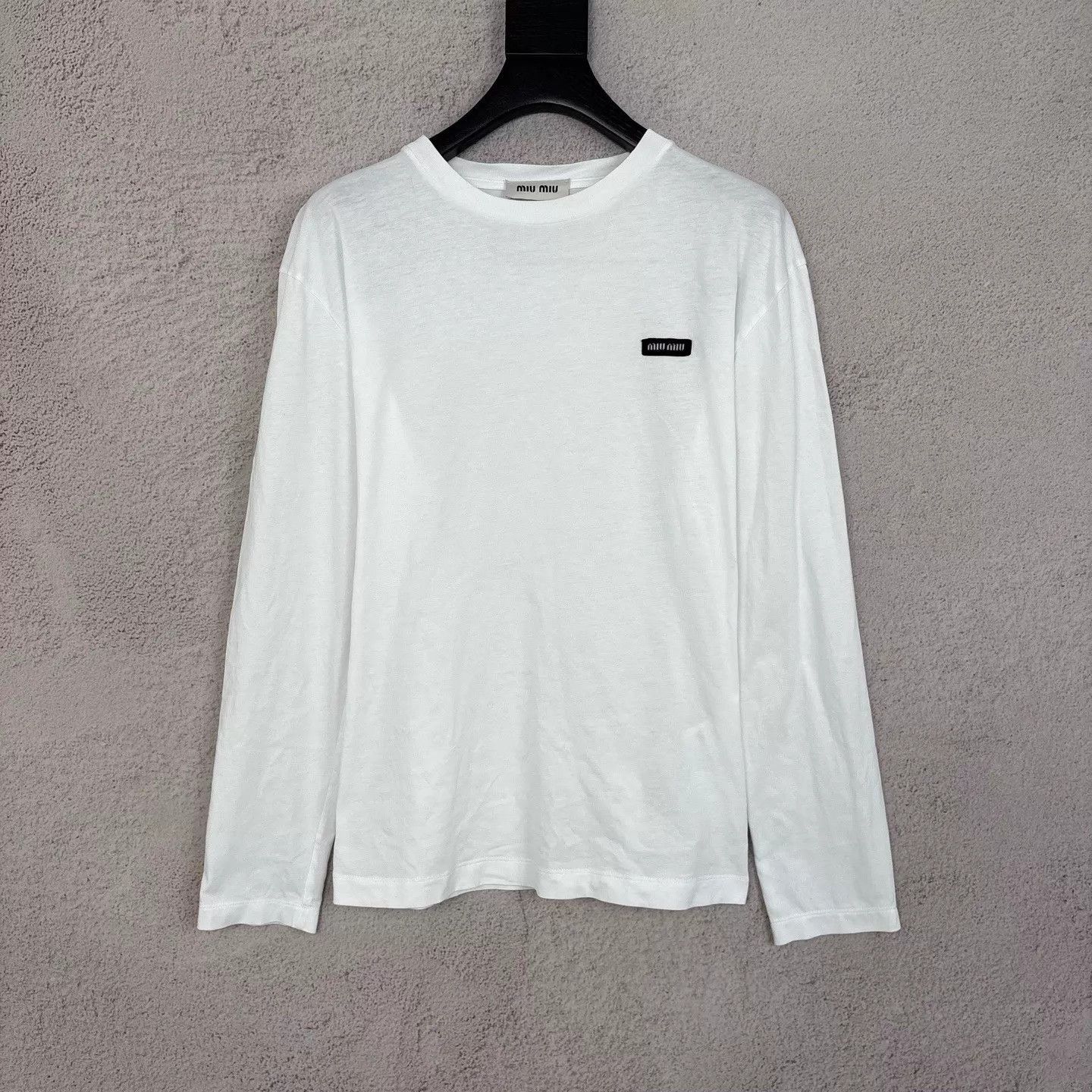 Miu Miu White Long-Sleeve Crewneck Shirt Size US M / EU 48-50 / 2 - 1 Thumbnail