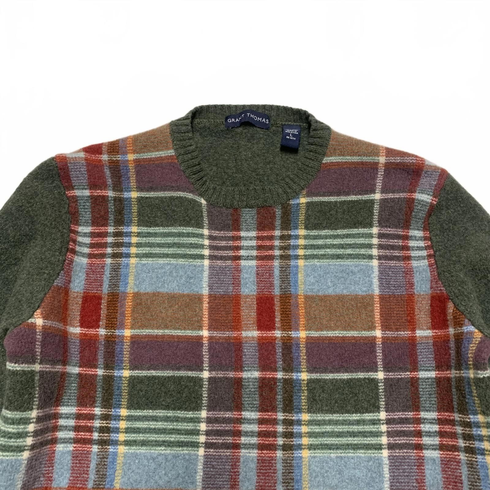 Grant Thomas Grant Thomas Men's Size Large Plaid Wool Sweater Size US L / EU 52-54 / 3 - 6 Thumbnail