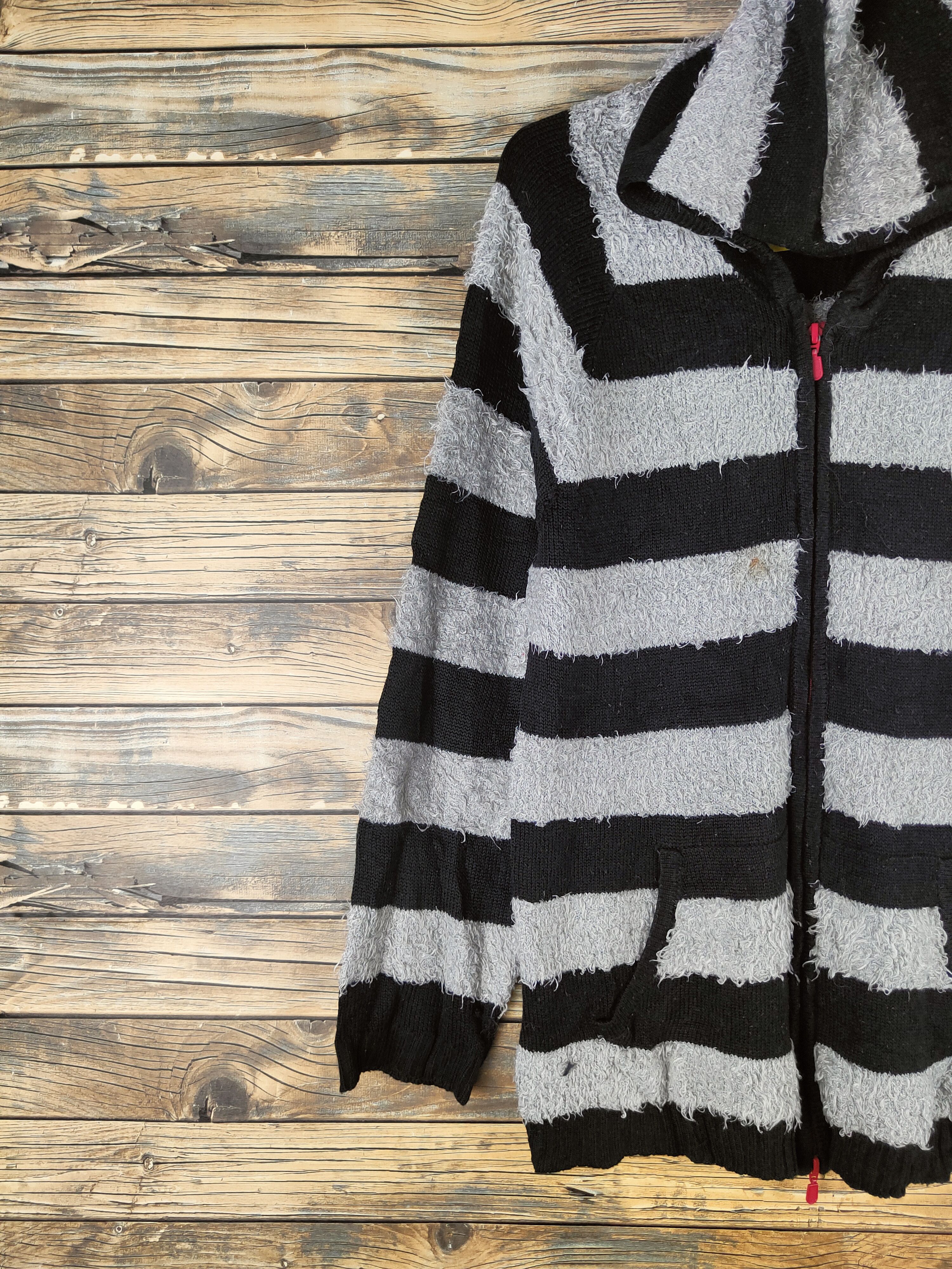 Japanese Brand DL F.D.G Black Gray Fur Mohair Hoodie Knitwear #46-522 Size M / US 6-8 / IT 42-44 - 3 Thumbnail