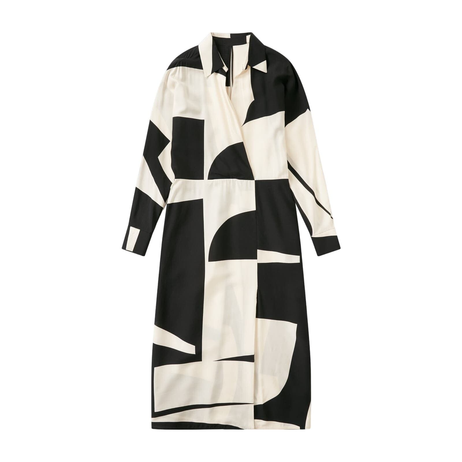 image of Closed Viscose And Silk Shirt Collar Midi Size S NWT $655 in Cream, Women's