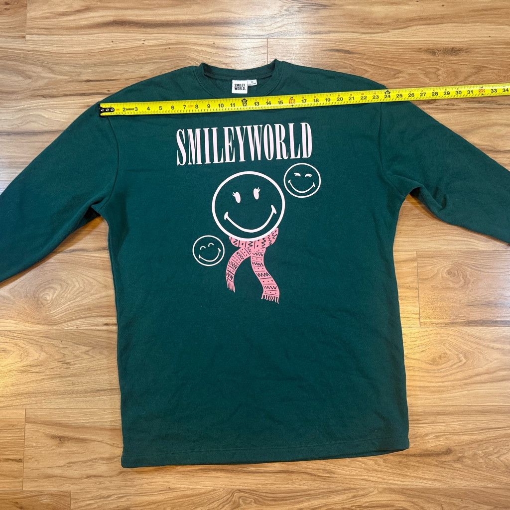 J Brand Smiley World Unisex M Green Graphic Crewneck Sweatshirt Size US M / EU 48-50 / 2 - 4 Thumbnail
