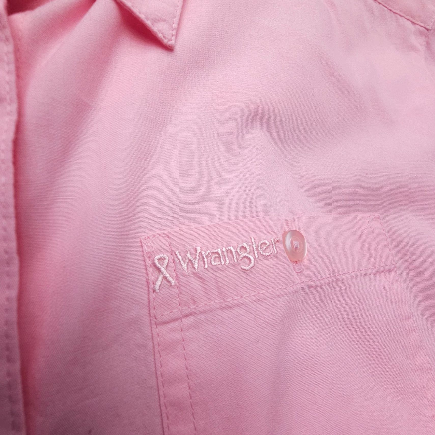 Wrangler Wrangler Western Shirt Womens Medium Pink Breast Cancer Ribbon Long Sleeve Button Up Shirt Size M / US 6-8 / IT 42-44 - 5 Thumbnail