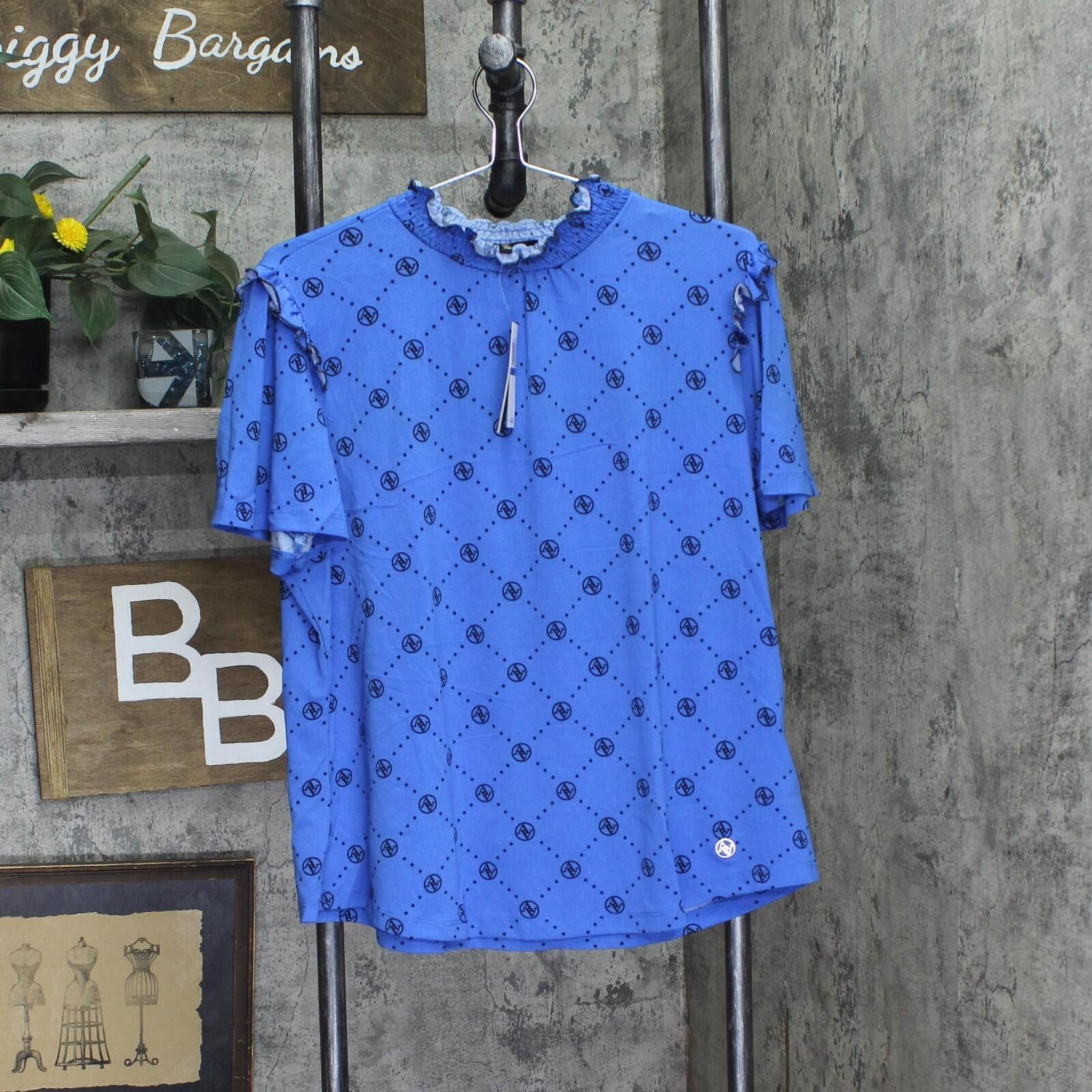Other Nwt Adrienne Vittadini Smocked Neck Top Blue / Black Xl Size XL / US 12-14 / IT 48-50 - 1 Thumbnail