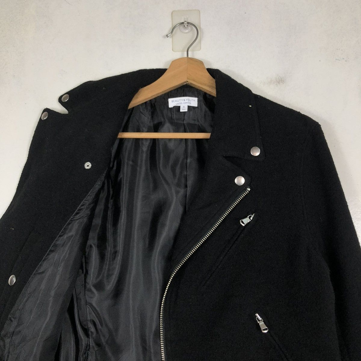 Japanese Brand 📌CROPPED WOOL BIKER JACKET BEAUTY & YOUTH DOUBLE COLLAR Size US S / EU 44-46 / 1 - 13 Thumbnail