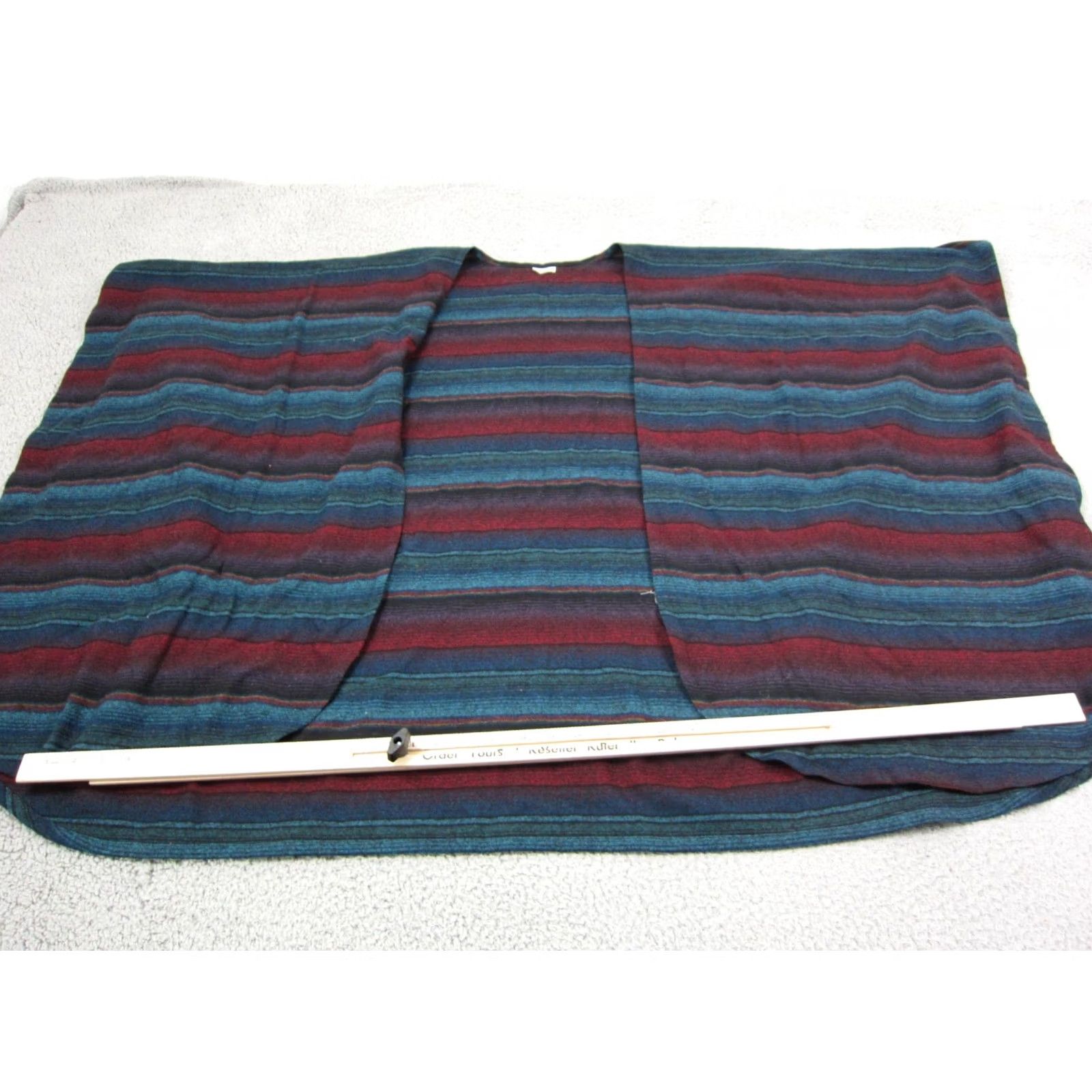Vintage Vintage Texas Body Hangings Poncho Shawl Wool Blue Striped Knit One Size Women 80s 90s Size ONE SIZE - 6 Thumbnail