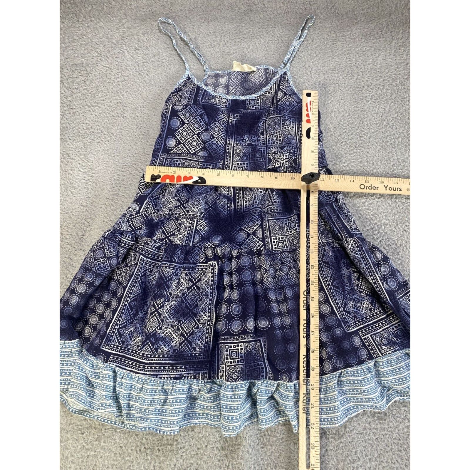 Vintage Ocean Drive Sun Dress Women’s M Blue Mandala Patchwork Print Bandana Sundress (Short) Womens Size M / US 6-8 / IT 42-44 - 3 Thumbnail