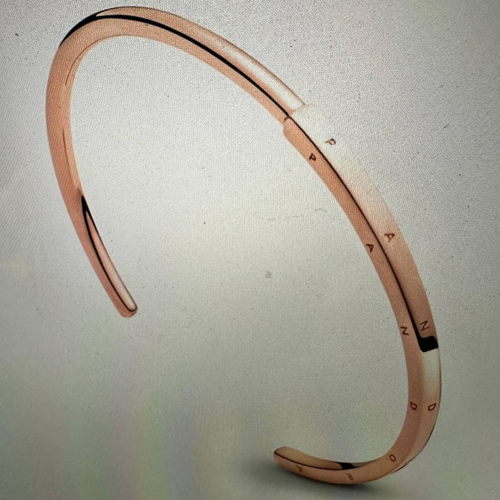 pandora Authentic Pandora SIGNATURE I. D. OPEN BANGLE, ROSE GOLD SZ Size ONE SIZE - 6 Thumbnail