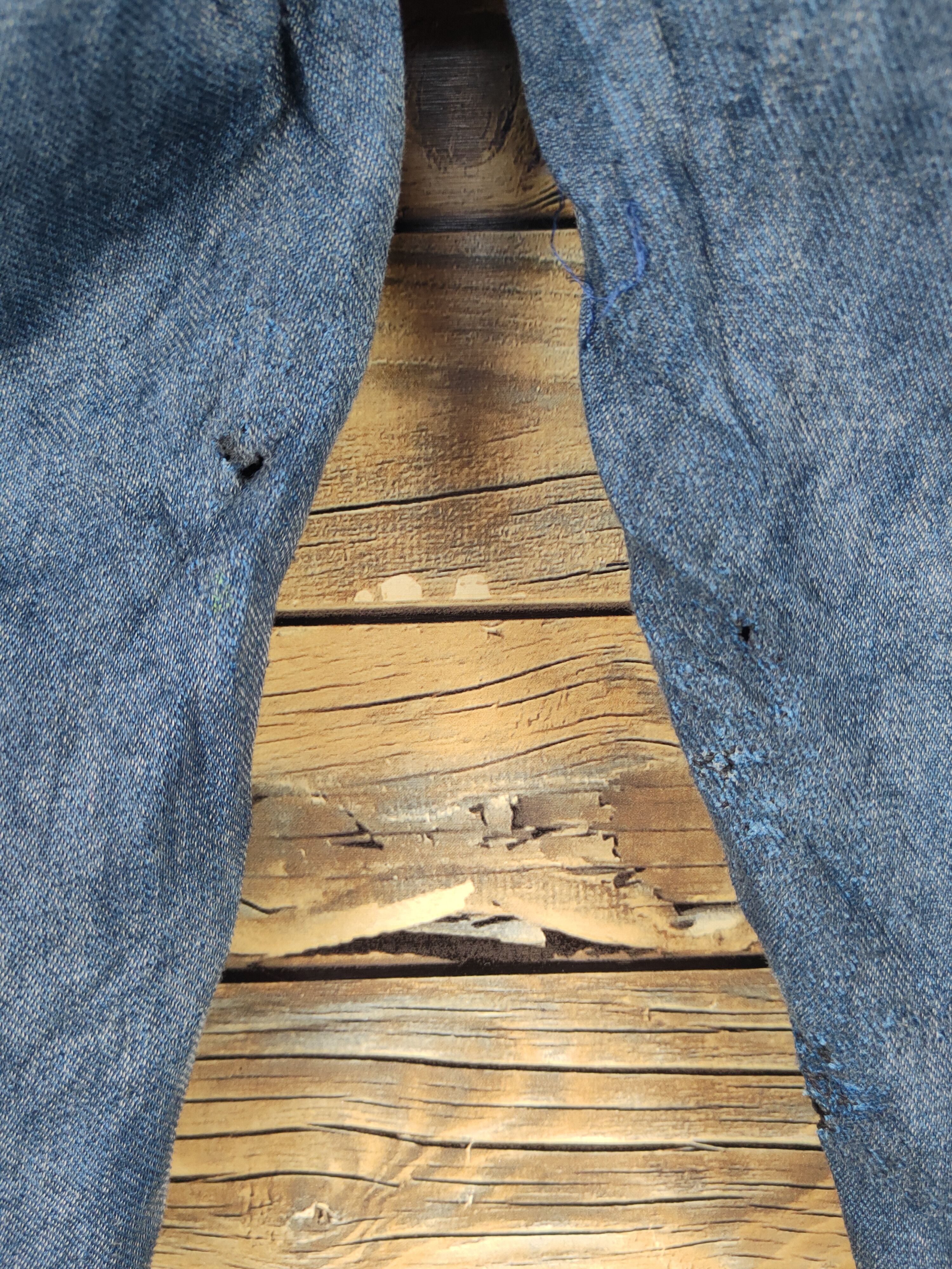 Japanese Brand FieldCore Dark Blue Distressed Ripped Jogger Jeans #W1996 Size US 35 - 15 Thumbnail