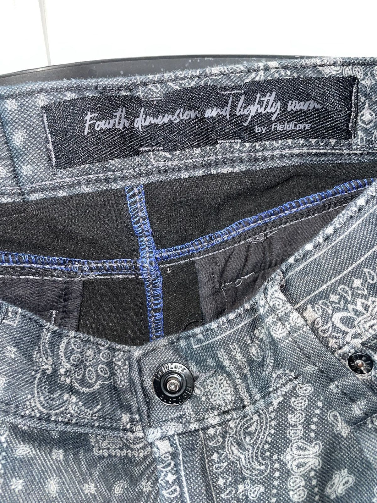 Japanese Brand 🔥FIELDCORE BANDANA SKINNY CARGO LIKE KAPITAL BORO paisley Size US 28 / EU 44 - 4 Thumbnail