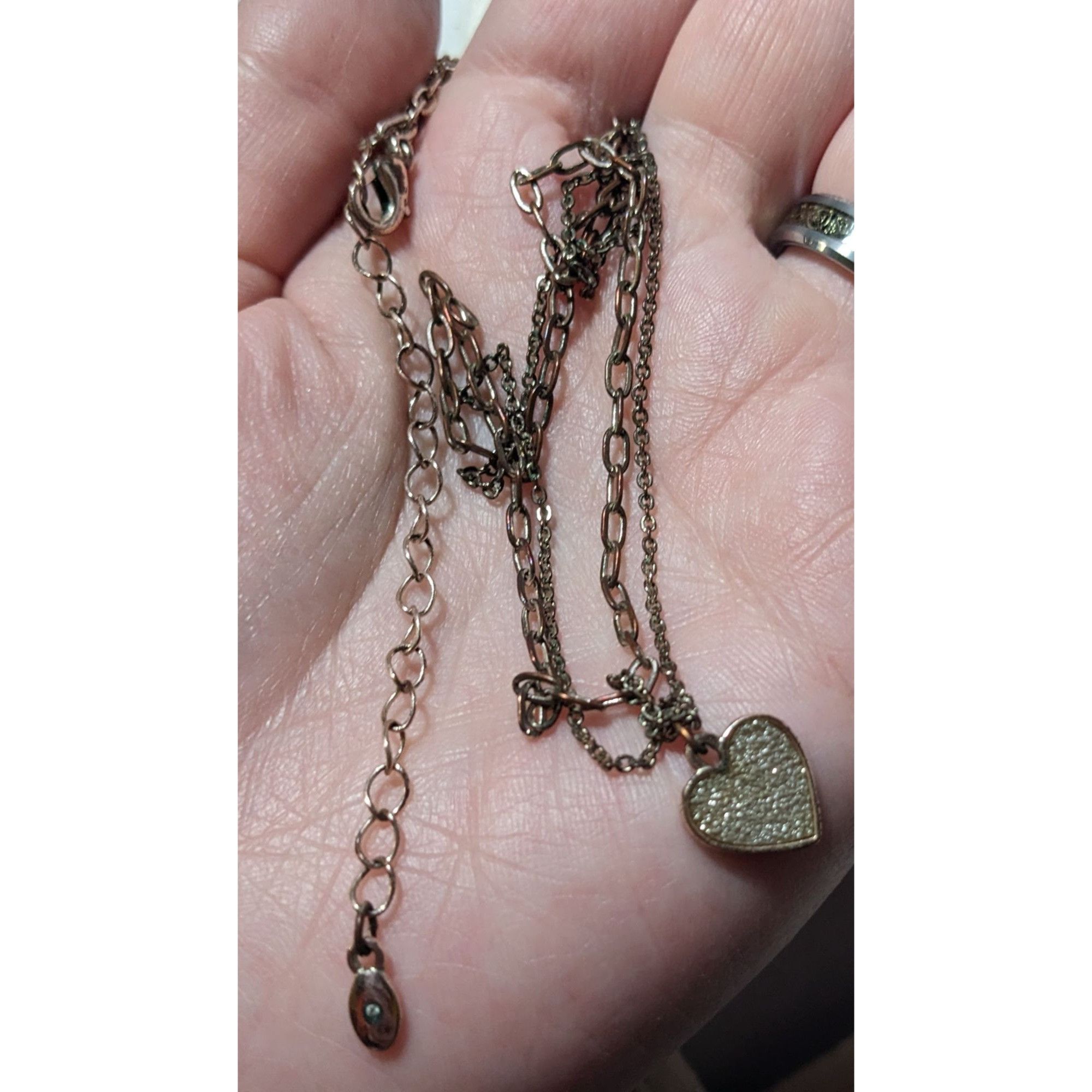 Other Minimalist Rose Gold Tone Multilayer Silver Glitter Heart Ne Size ONE SIZE - 5 Thumbnail