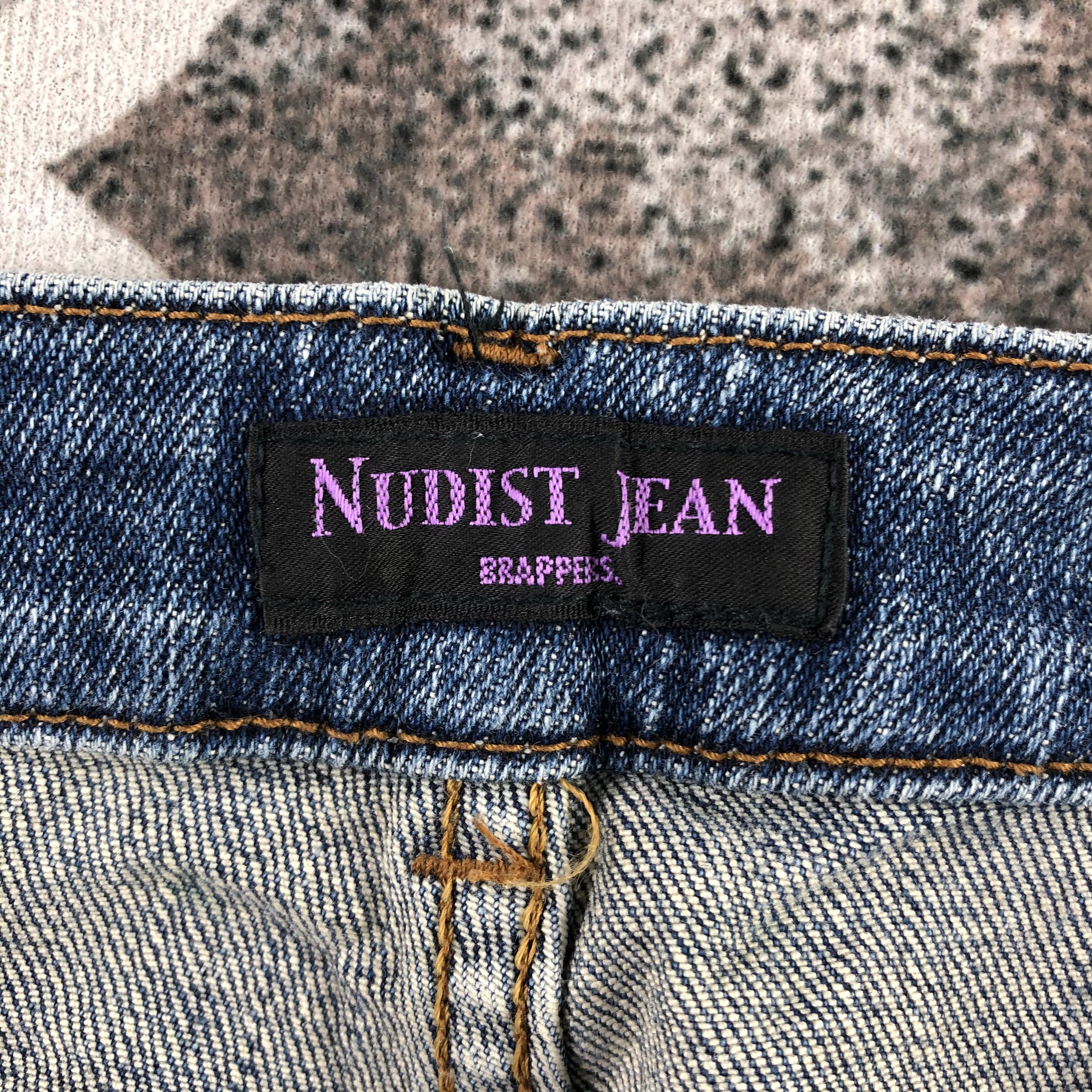Japanese Brand Brappers Nudist Jeans Blue Wash Flare Denim KJ1344 Size 29" - 7 Thumbnail
