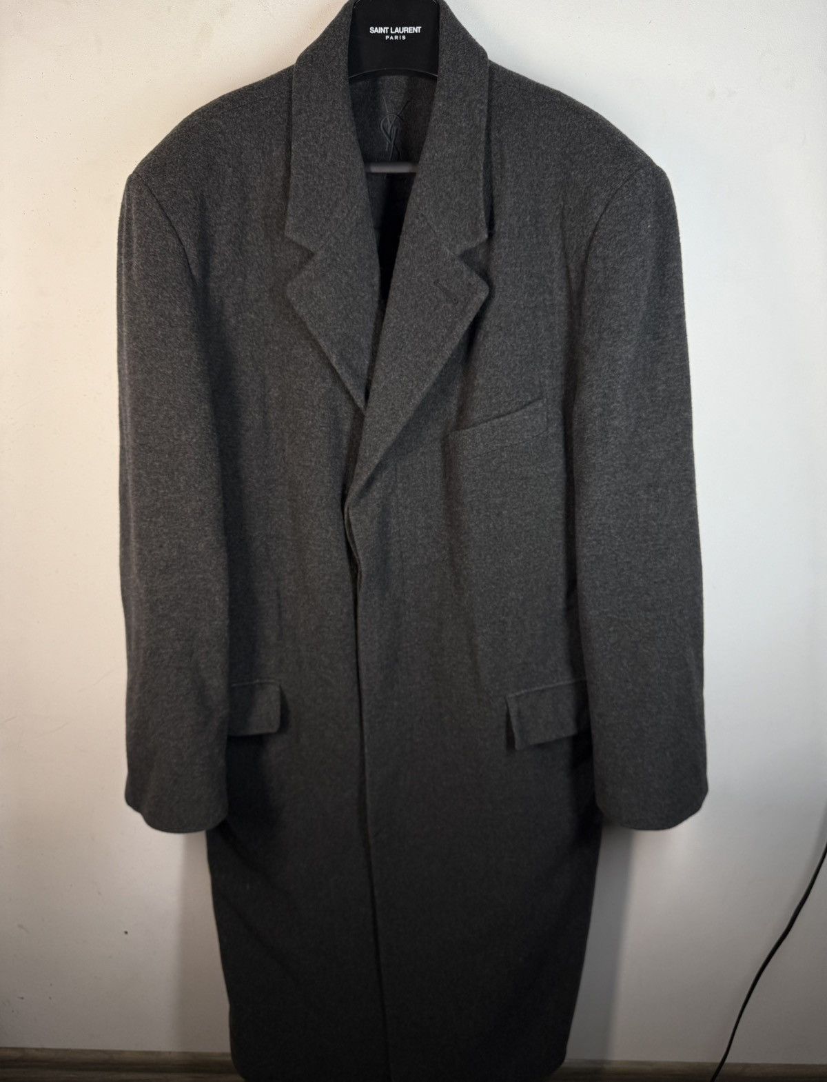 Yves Saint Laurent Grey Wool YSL Coat Heavy Soft Long Size US L / EU 52-54 / 3 - 19 Thumbnail