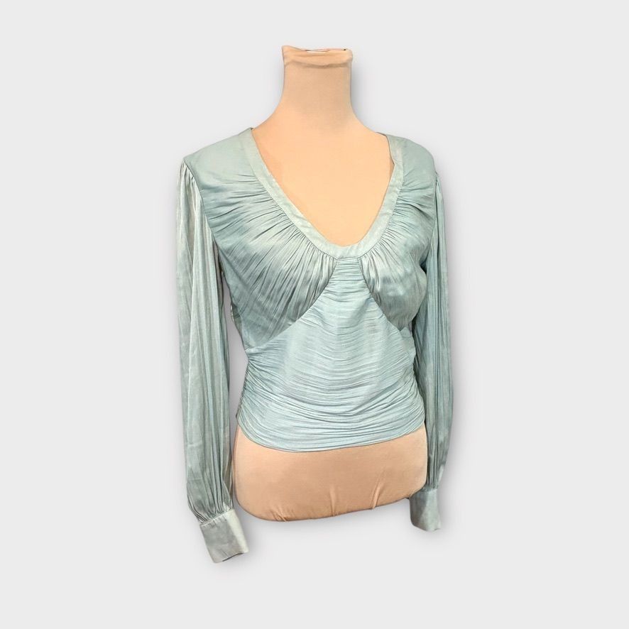 Anthropologie NWT Anthropologie Blouson Sleeve Blouse S Open Back Shirred Size S / US 4 / IT 40 - 9 Thumbnail