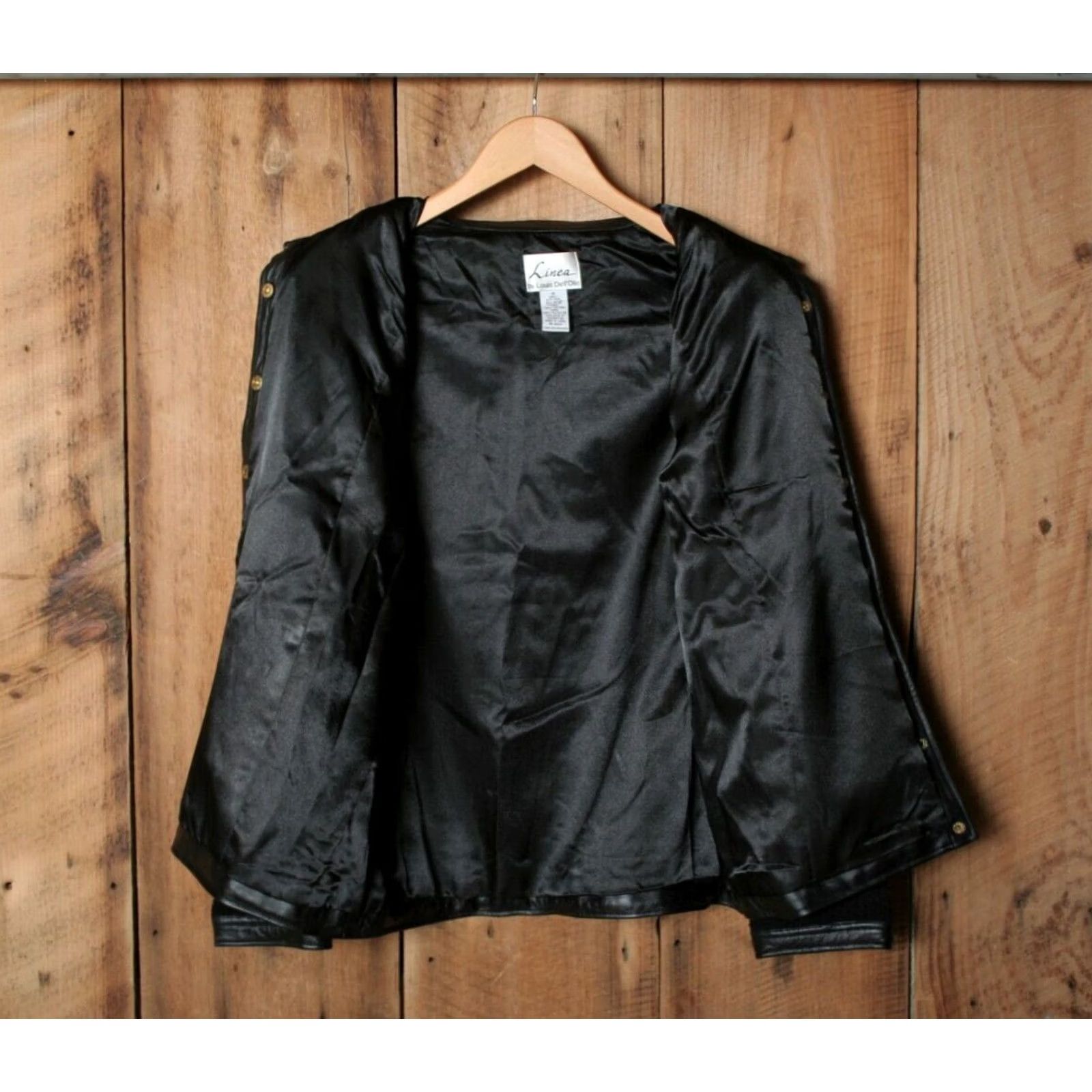 Vintage Linea by Louis Dell’Olio Wool Blend Jacket Wool Blend Military Jacket Sz. M Black Leather Trim Gold Buttons Womens Size M / US 6-8 / IT 42-44 - 5 Thumbnail