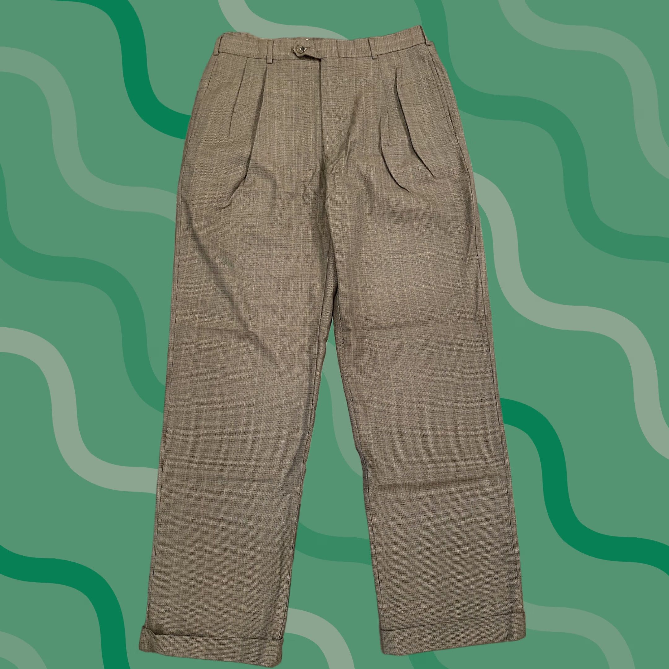 Tommy Hilfiger VINTAGE Tommy Hilfiger Pants Mens Wide-Leg Wool Chino 90s 34x32 Brown/Cuffed Inseam 31in Size US 34 / EU 50 - 1 Thumbnail