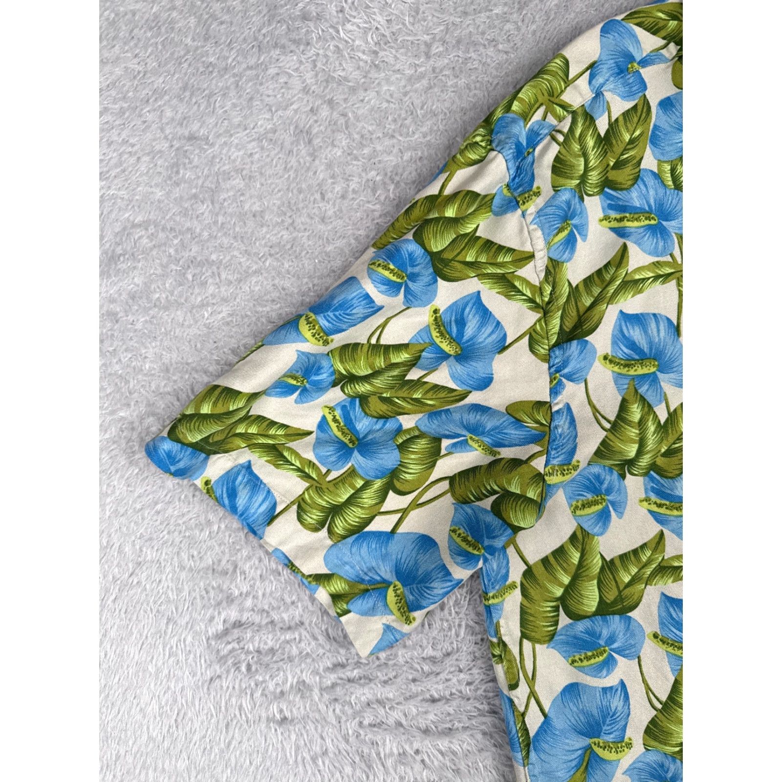Tommy Bahama Jos A. Bank Shirt Men Medium Blue Green Leaf Floral 100% Silk Hawaiian Beach Size US M / EU 48-50 / 2 - 3 Thumbnail