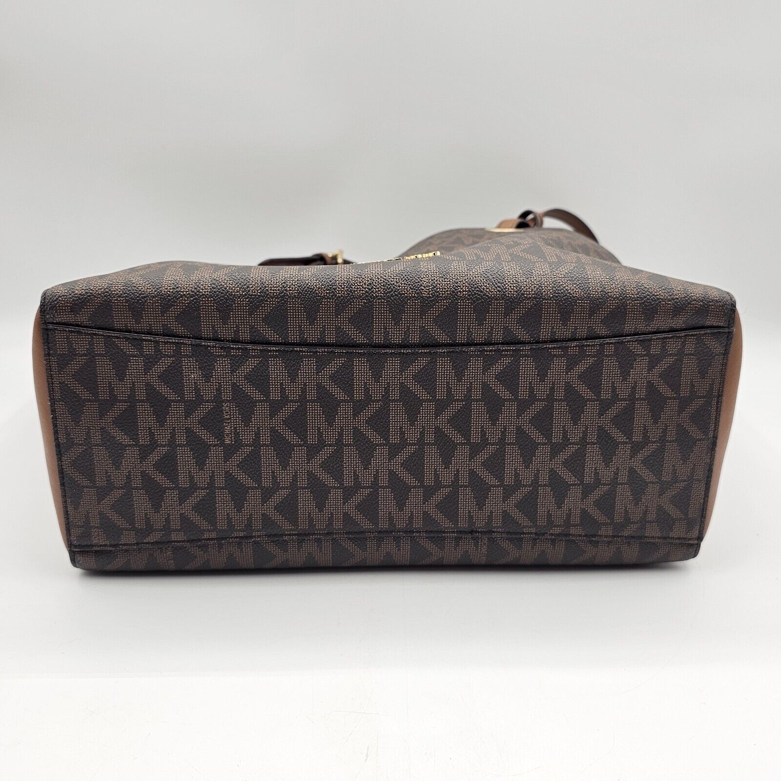 Michael Kors Michael Kors Walsh MK Logo Handbag Tote Purse Brown Tan Gold Size ONE SIZE - 6 Thumbnail