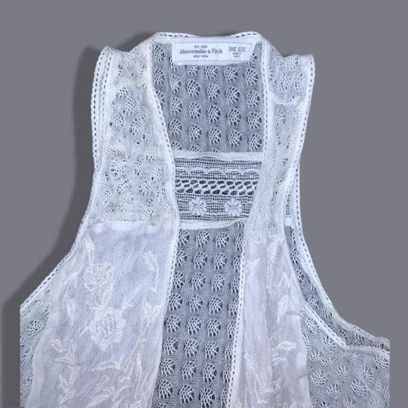 Abercrombie & Fitch Y2K Abercrombie & Fitch White Lace Sleeveless Shall One Size Size ONE SIZE - 3 Thumbnail
