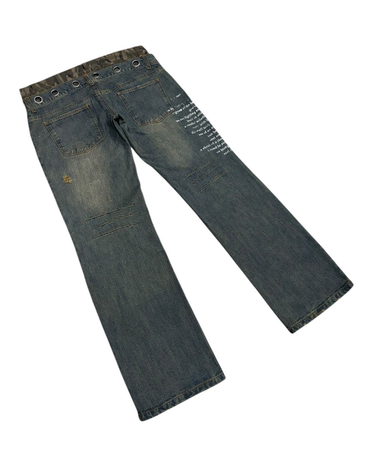 If Six Was Nine × In The Attic × Undercover IN THE ATTIC Double Waist Camo Grommet Wide Leg Denim Jeans Size US 35 - 7 Thumbnail
