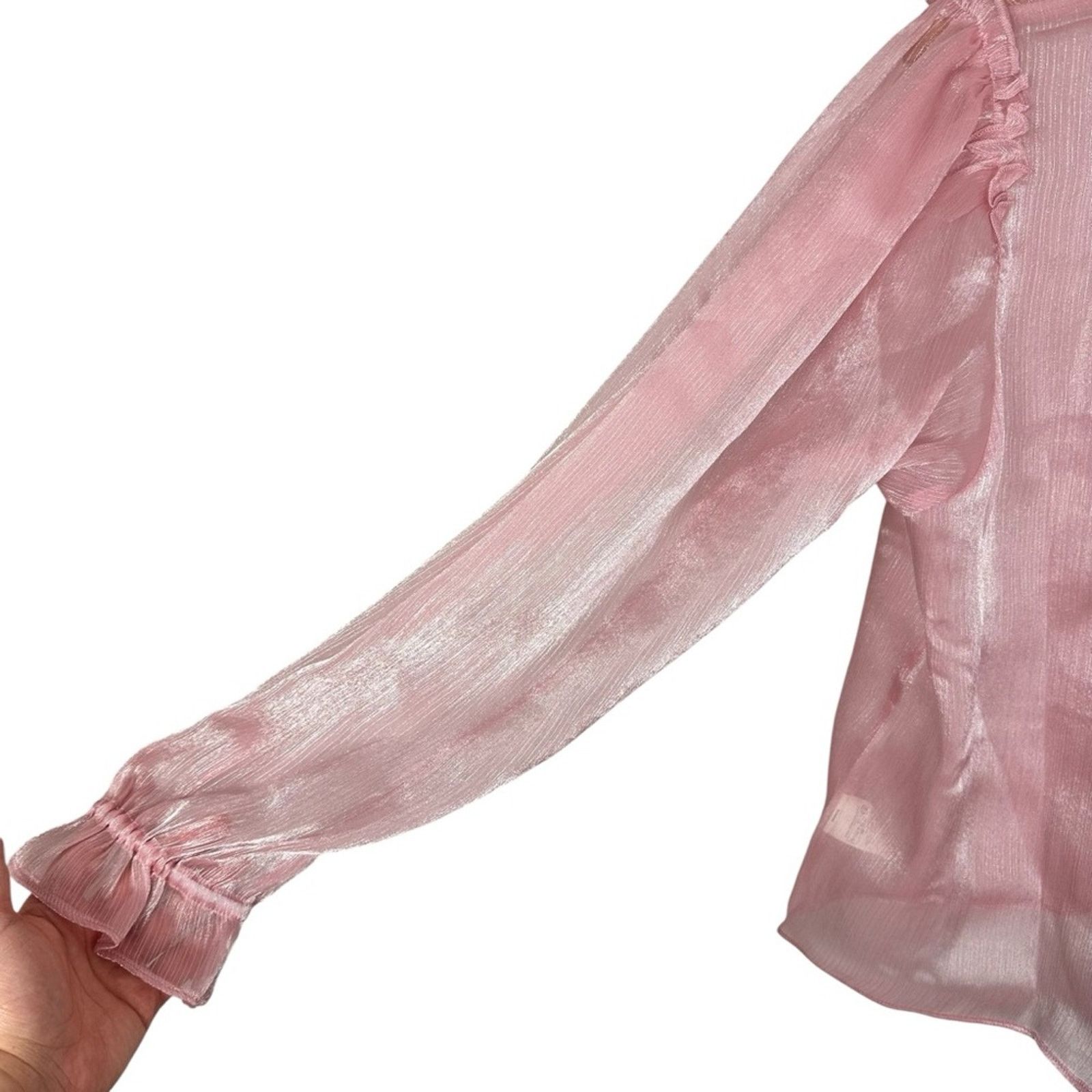 Free People NWT Free People Freya Frost Long Sleeve Sheer Blouse Large Size L / US 10 / IT 46 - 5 Thumbnail