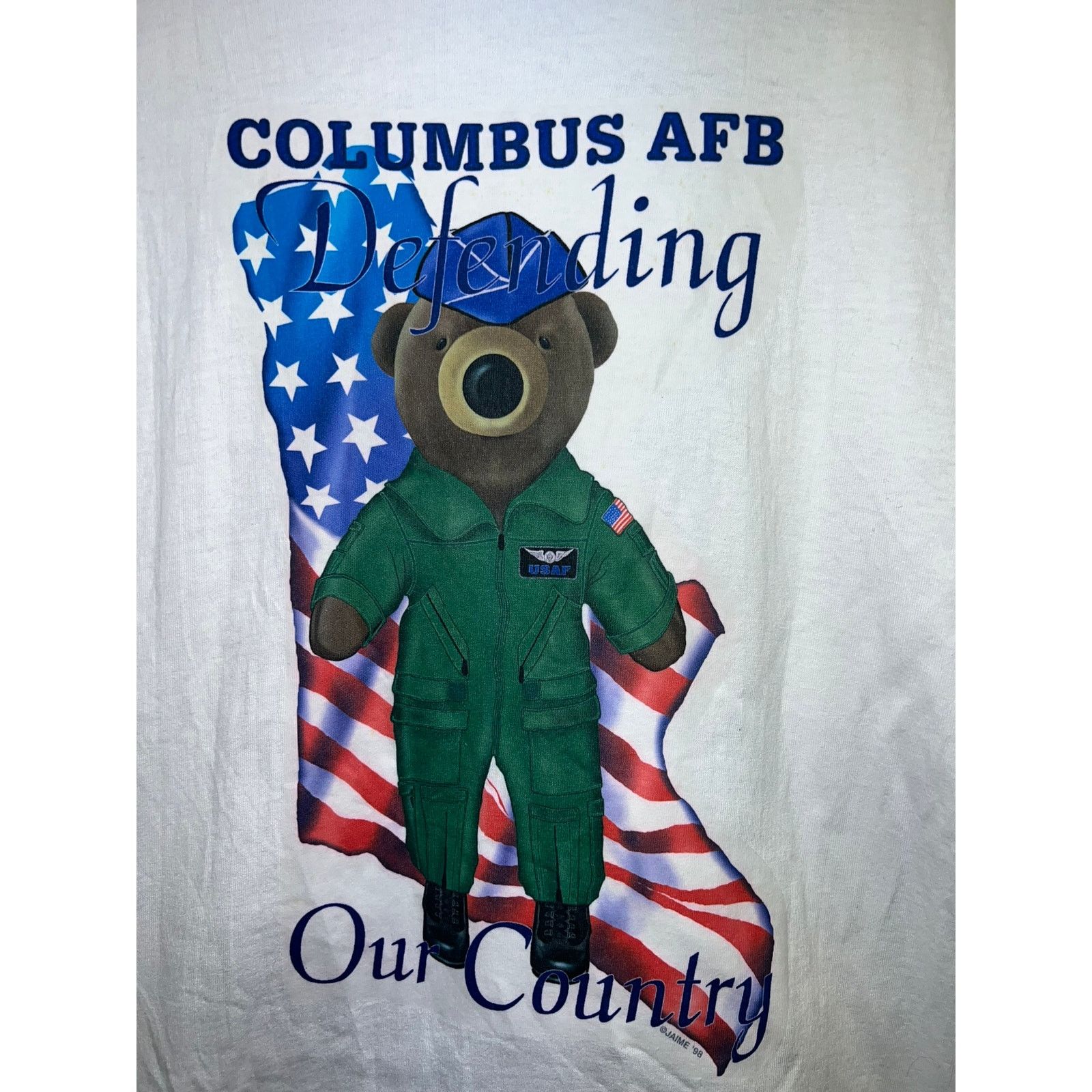 Hanes Vintage Air Force Base Shirt Columbus AFC Defending America Size US L / EU 52-54 / 3 - 2 Thumbnail