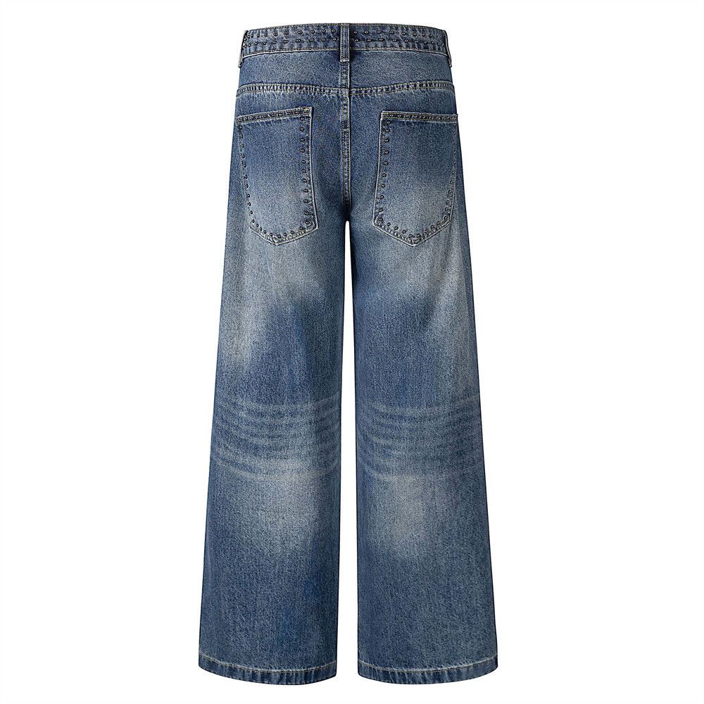 Japanese Brand × Jean Men's hip-hop trendy heavy rivet distressed washed jeans Size US 32 / EU 48 - 2 Thumbnail