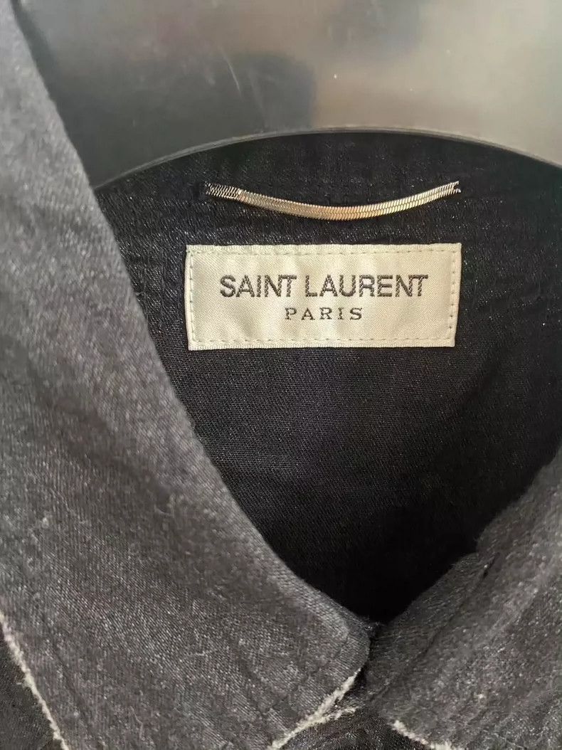 Saint Laurent Paris Saint Laurent Paris16SS Cat's Eye Fringed Destruction Shir Size US M / EU 48-50 / 2 - 3 Thumbnail