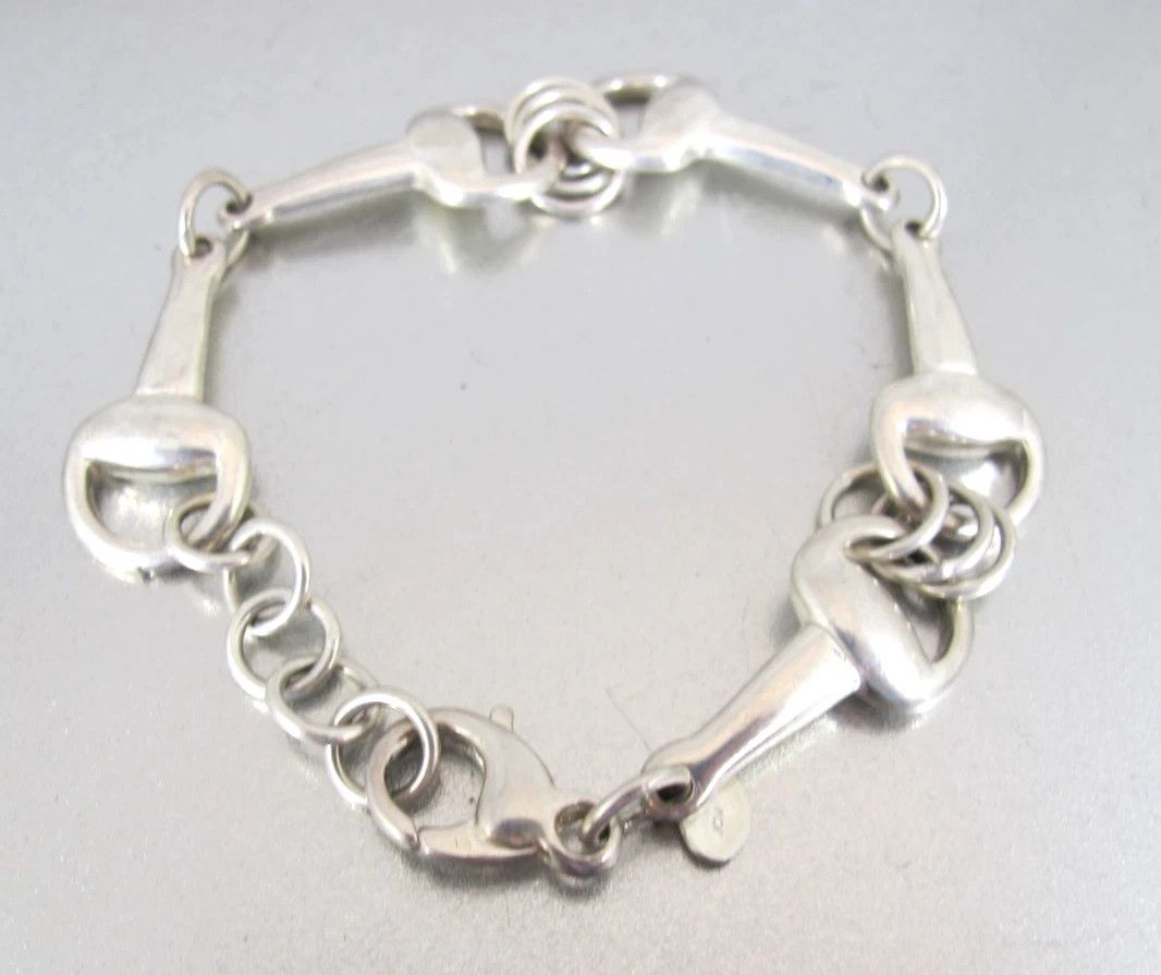 Jewelry Sterling Silver Bracelet Equestrian Horsebit Snaffle 8" Size ONE SIZE - 2 Thumbnail