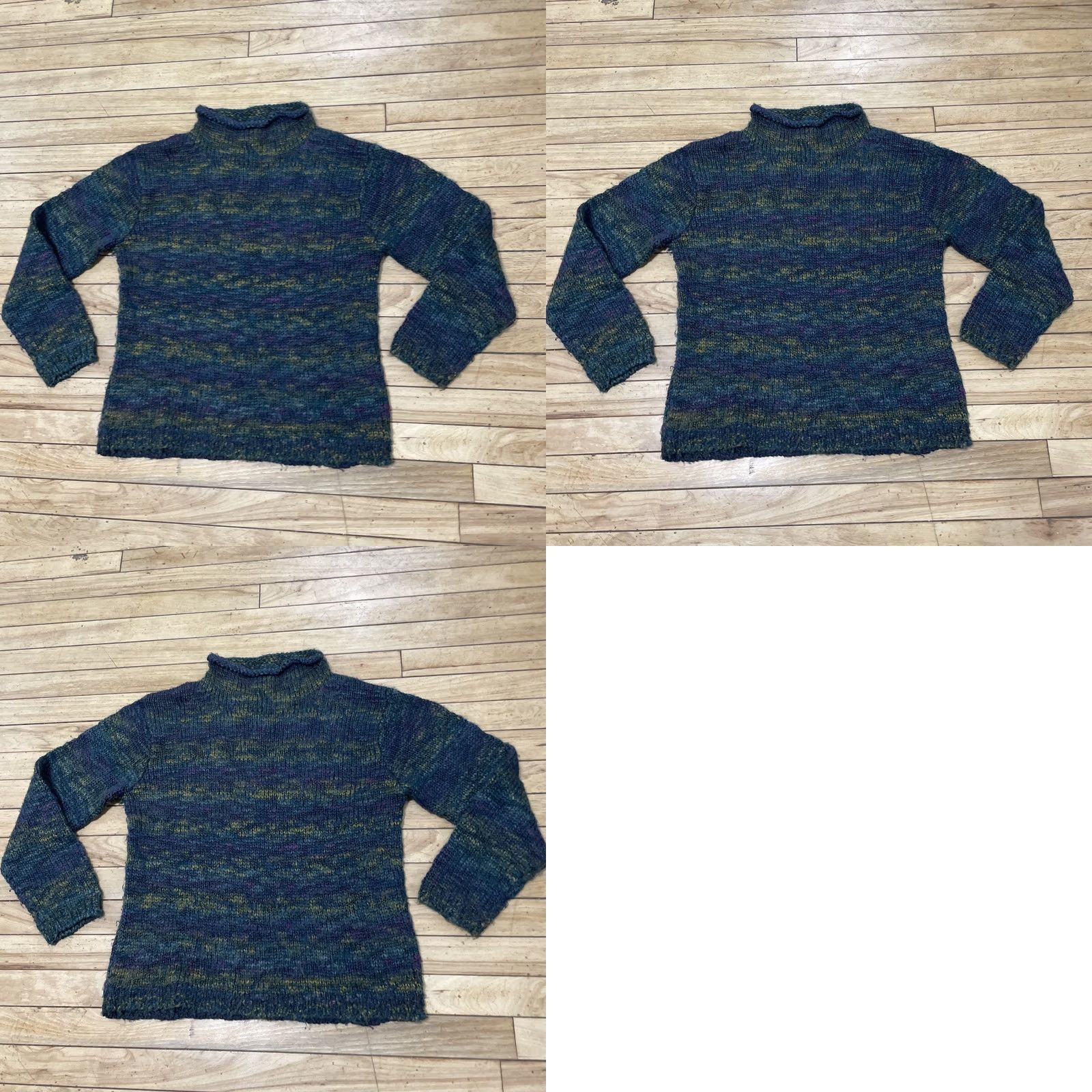 Vintage VINTAGE St. John's Bay Wool Roll Neck Sweater Women L Green Purple Knit Pullover 90s Size L / US 10 / IT 46 - 11 Thumbnail