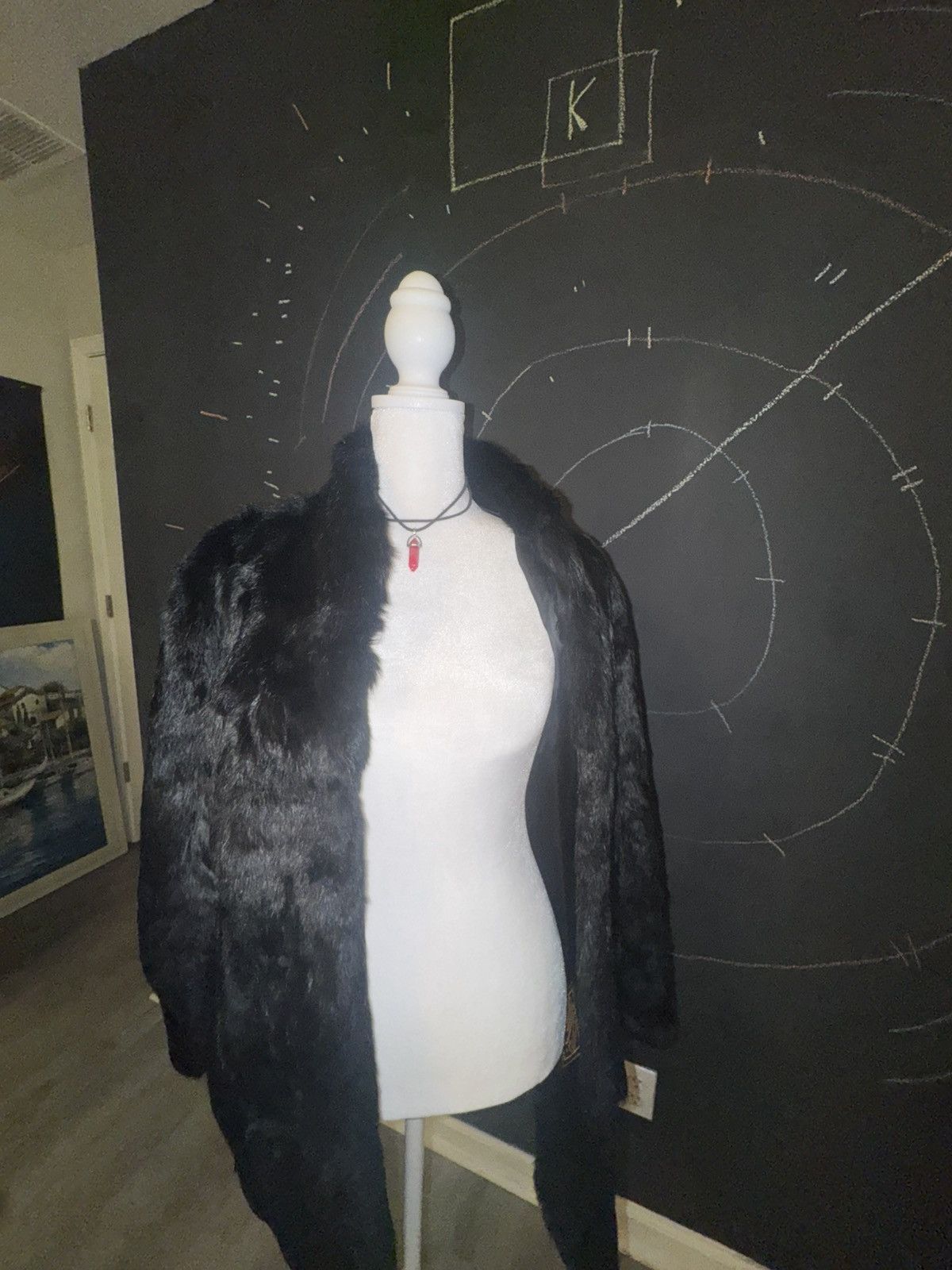 Genuine vintage Rabbit Fur women’s black coat size Medium