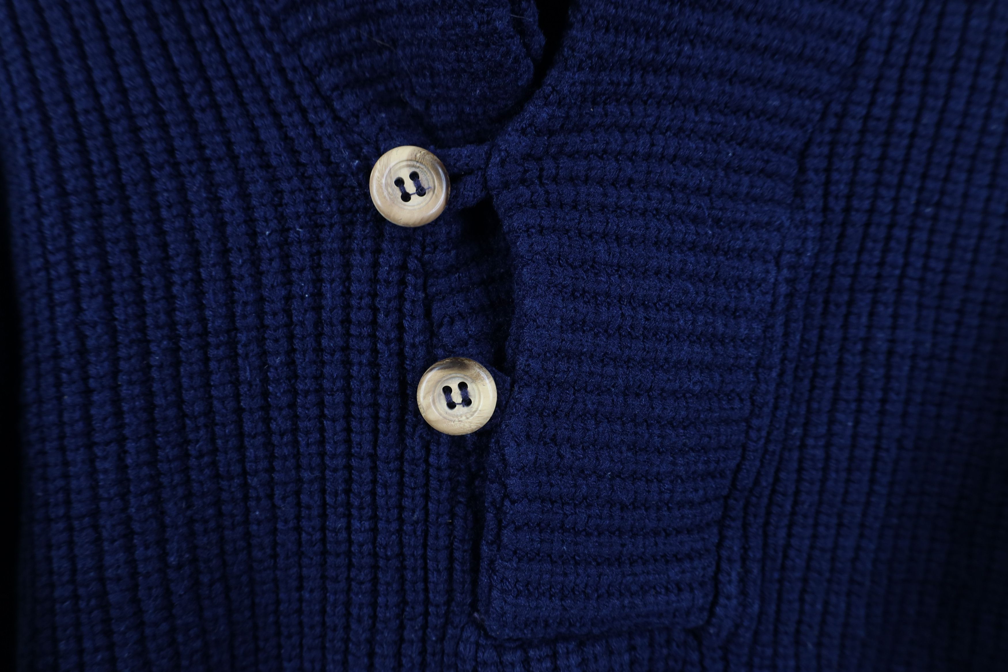 Vintage Vintage 70s Streetwear Ribbed Knit Shawl Sweater Blue Size S / US 4 / IT 40 - 4 Thumbnail