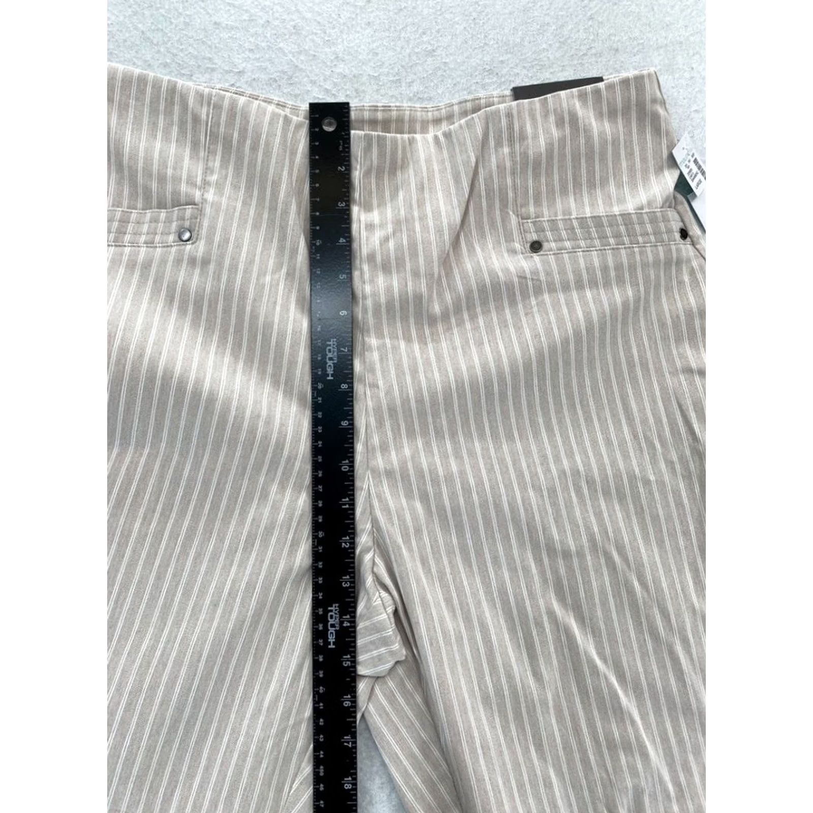 Vintage Maurices Pants Women's Large Bengaline Crop Brown Striped High Rise Pull On NWT Size 25" / US 0 / IT 36 - 7 Thumbnail