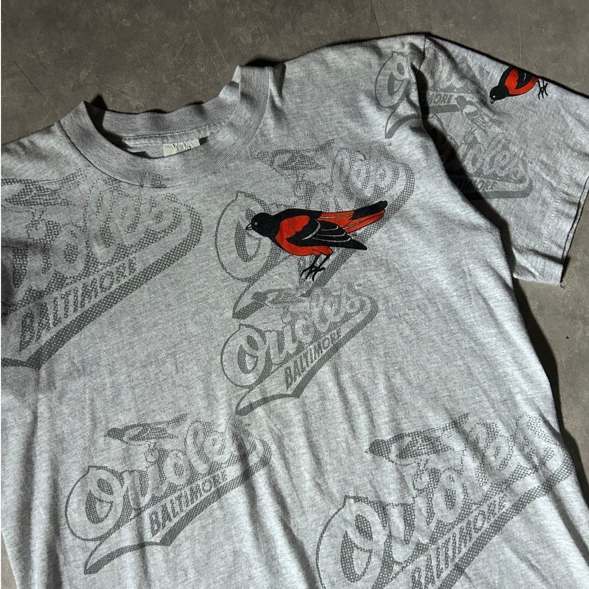 Majestic 90's Baltimore Orioles AOP Heather Gray T-Shirt -L Size US L / EU 52-54 / 3 - 2 Thumbnail