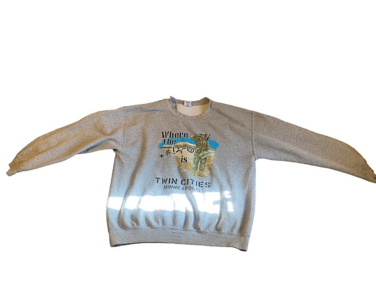 Gildan Army Grey Vintage Twin Cities Sweater Size US L / EU 52-54 / 3 - 1 Thumbnail