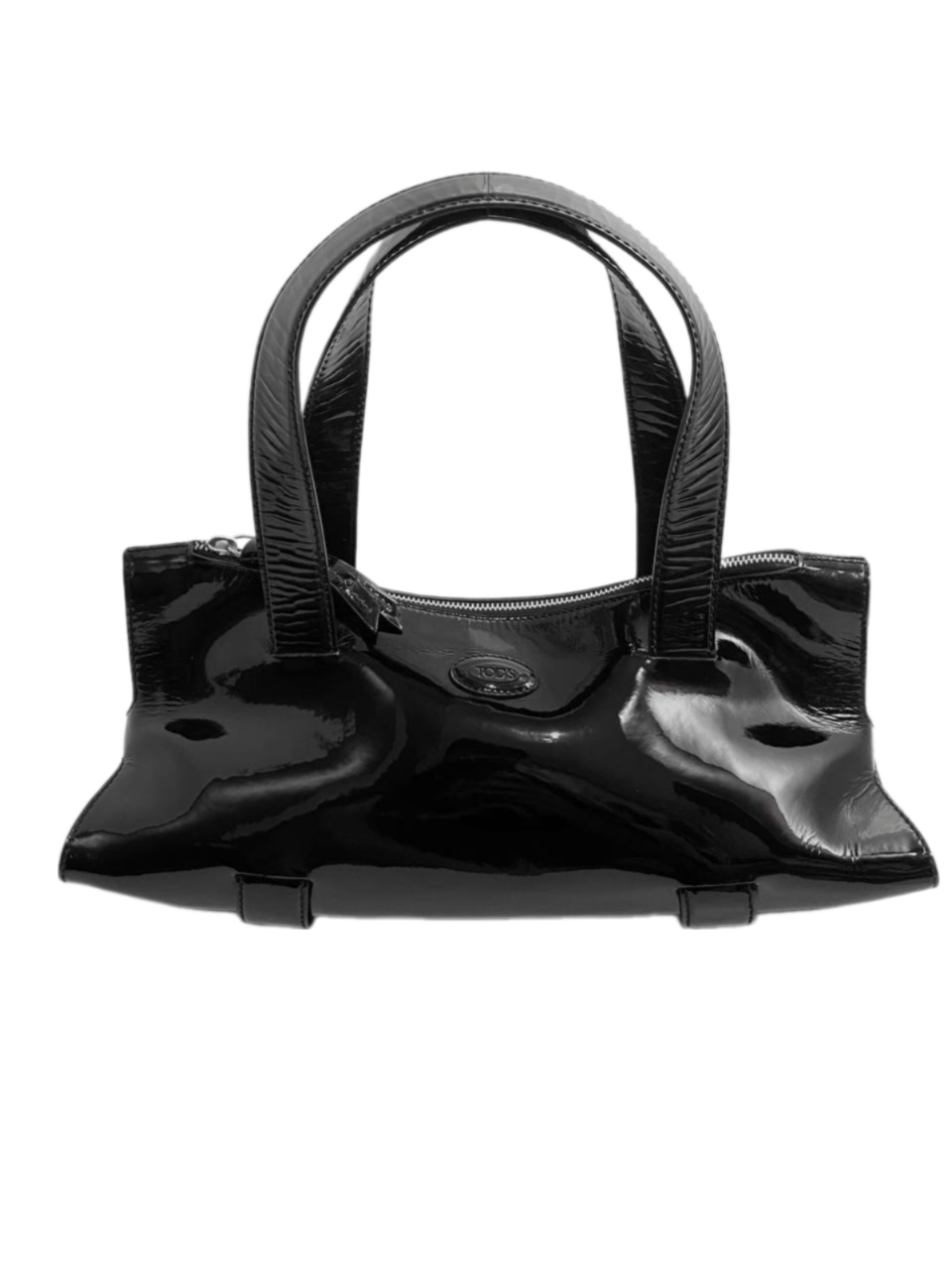TOD'S Tods Logo Baguette Black Leather Shoulder Hand Bag