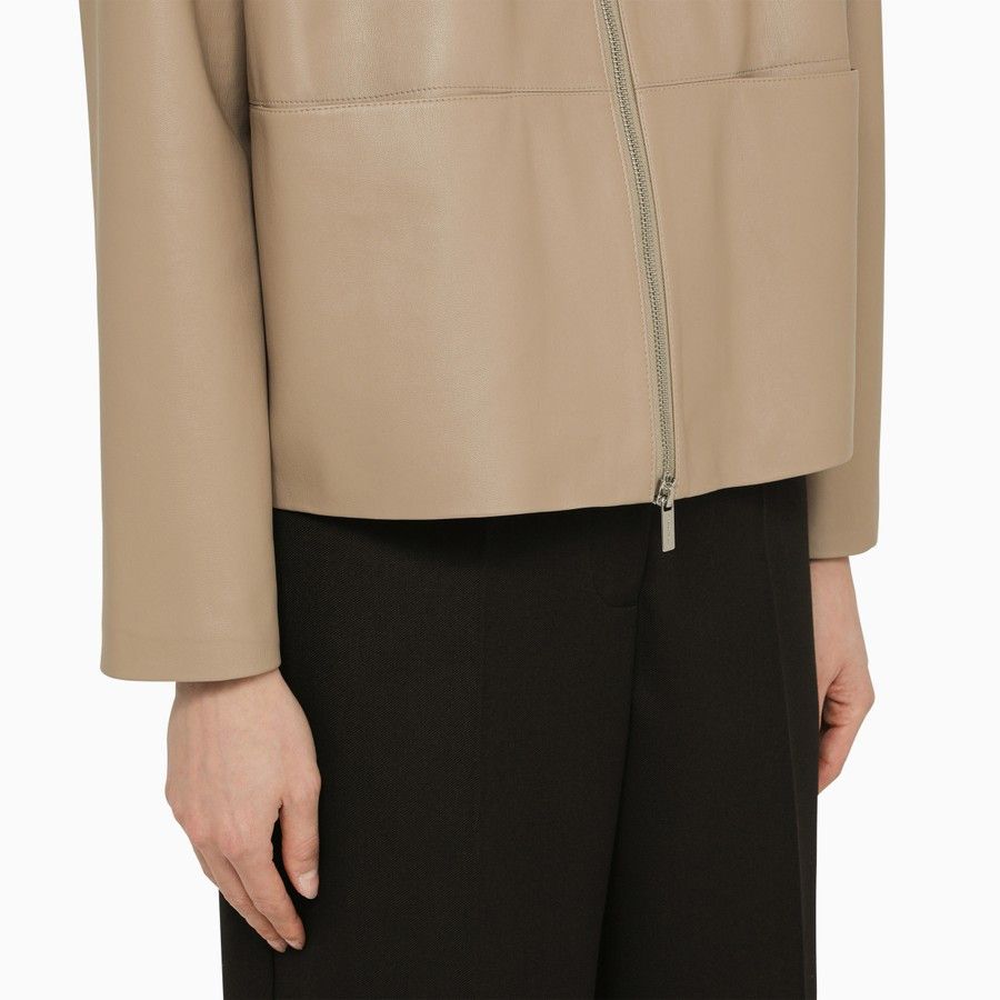 Calvin Klein o1d2blof0824 Short Regenerated Leather Jacket in Beige Size XS / US 0-2 / IT 36-38 - 5 Thumbnail