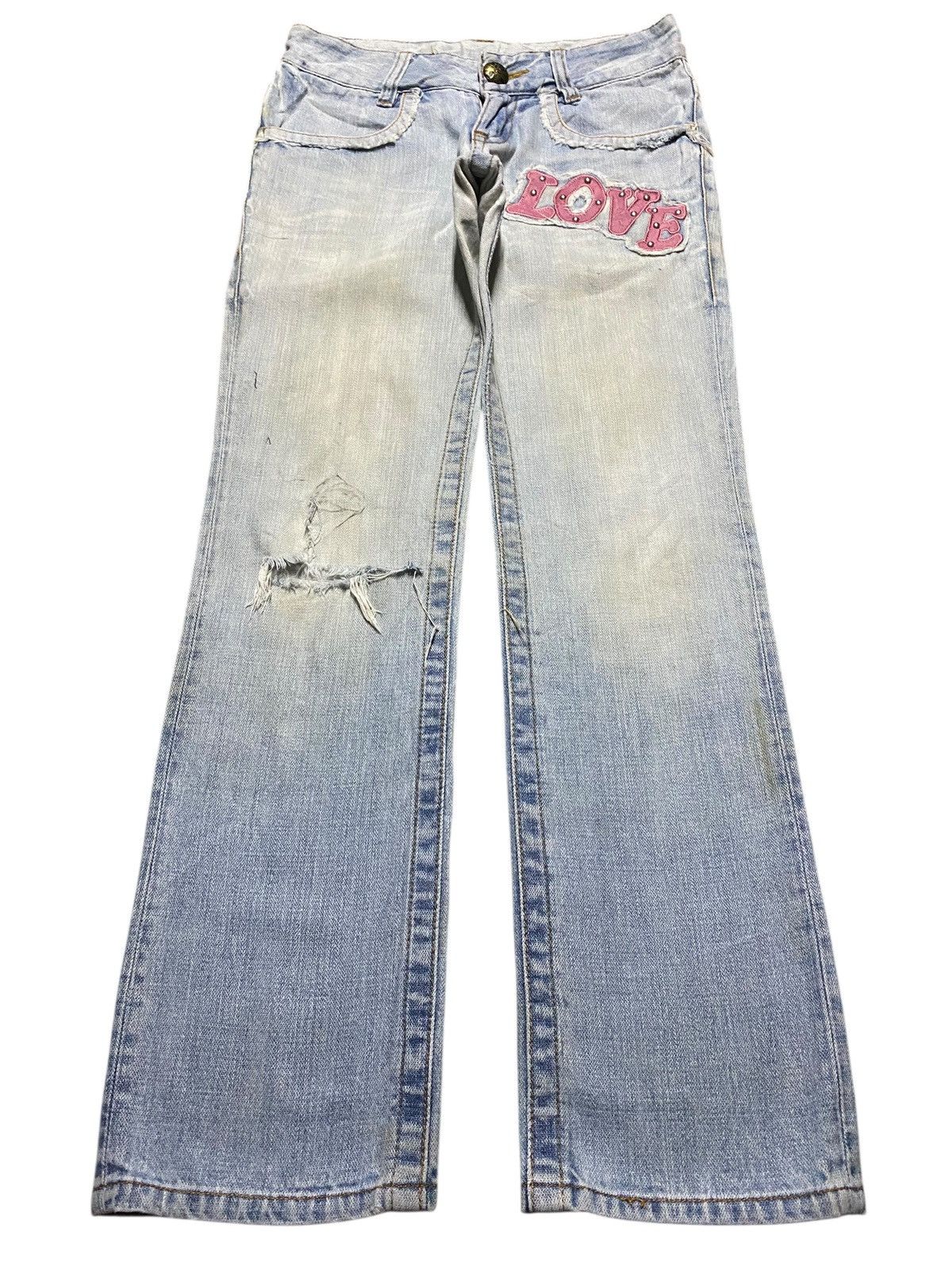 Vintage Love Latte Light Wash Embroidered Cross Slim Jeans